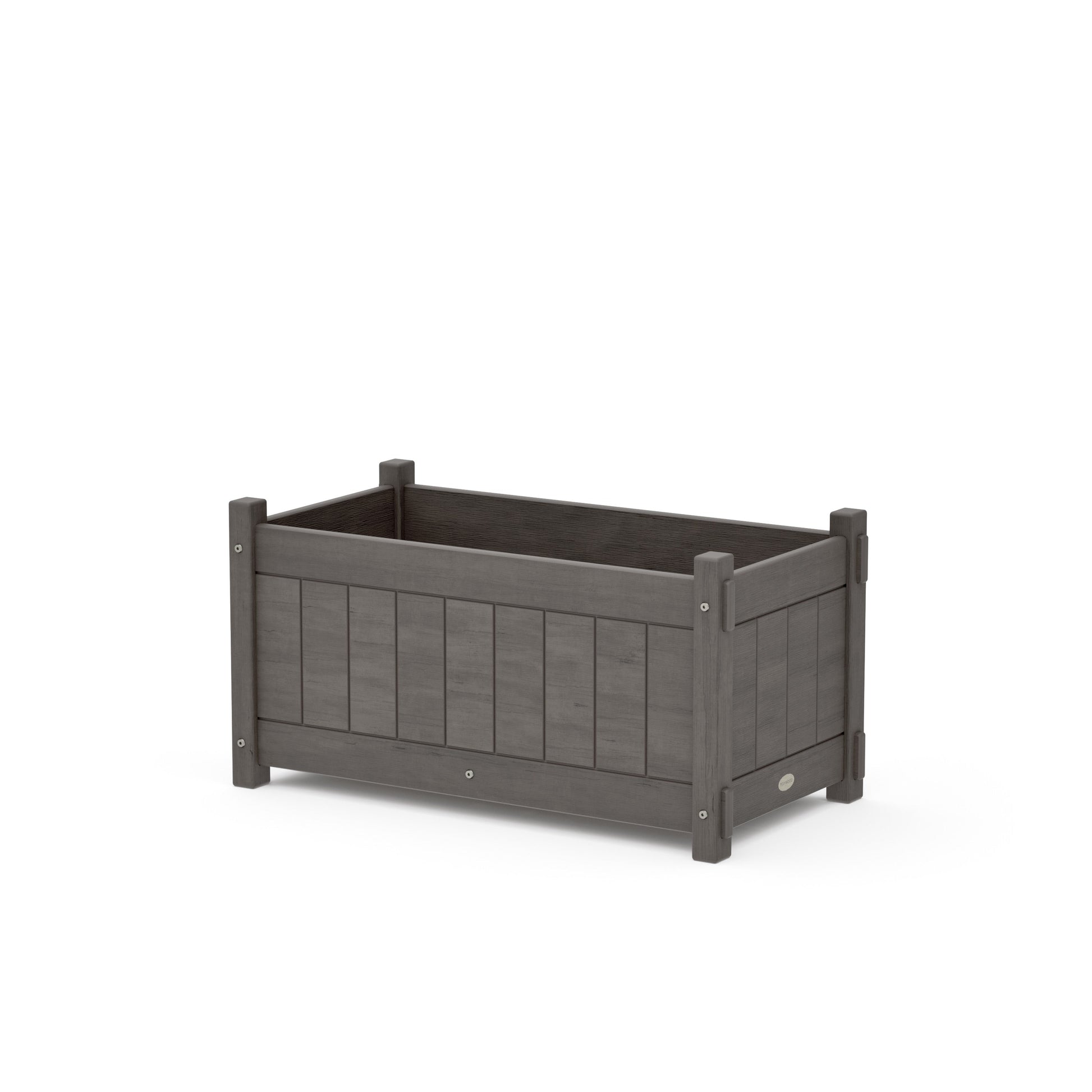 POLYWOOD Vineyard Rectangle Double Planter Box — Driftwood