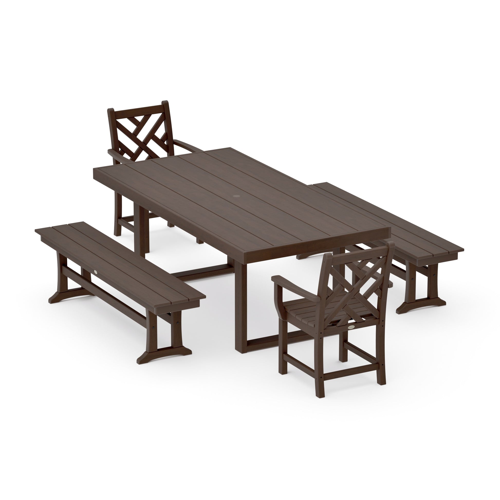 POLYWOOD Chippendale 5-Piece Dining Set with Benches — Kona