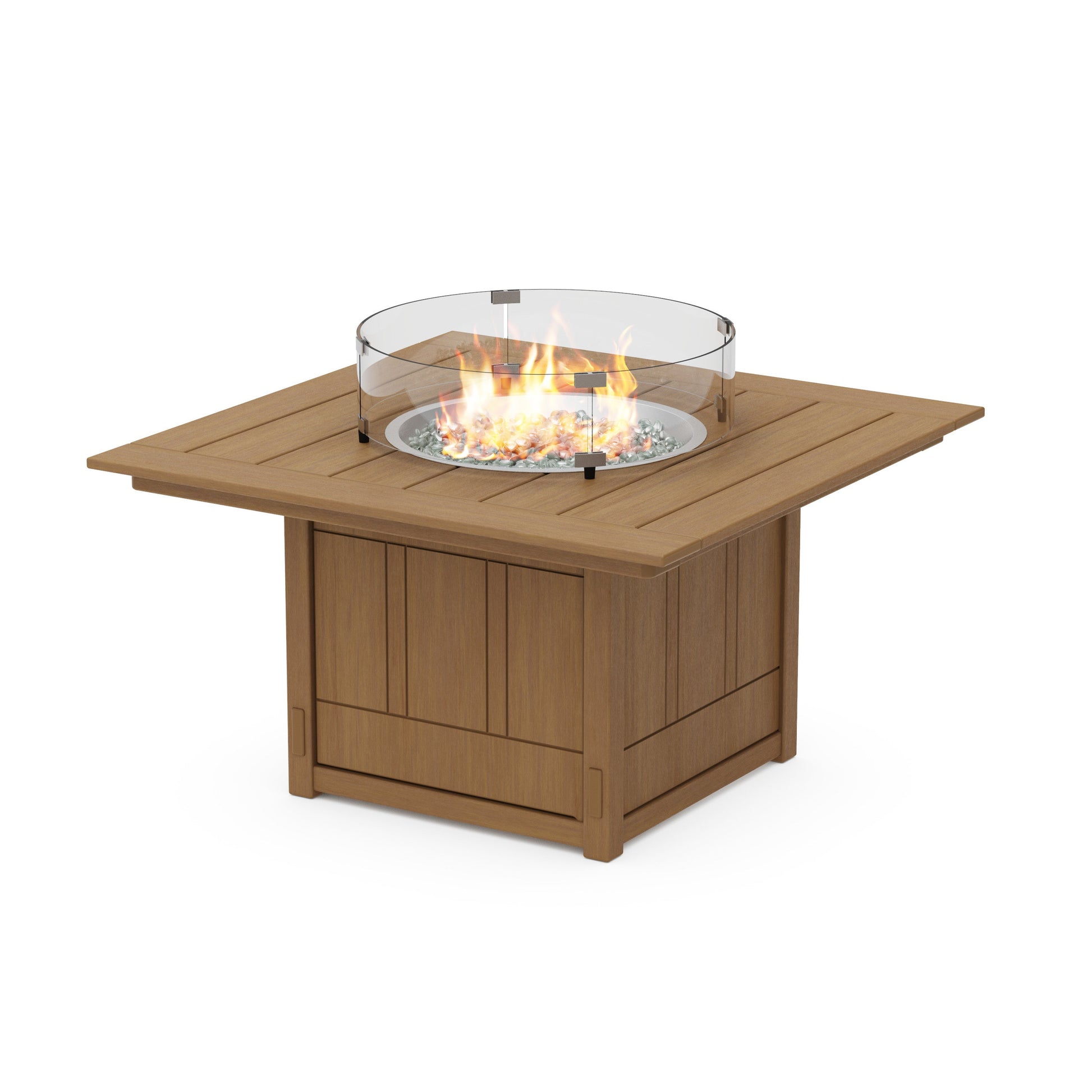 POLYWOOD Acadia Square 42" Fire Pit Table — Natural