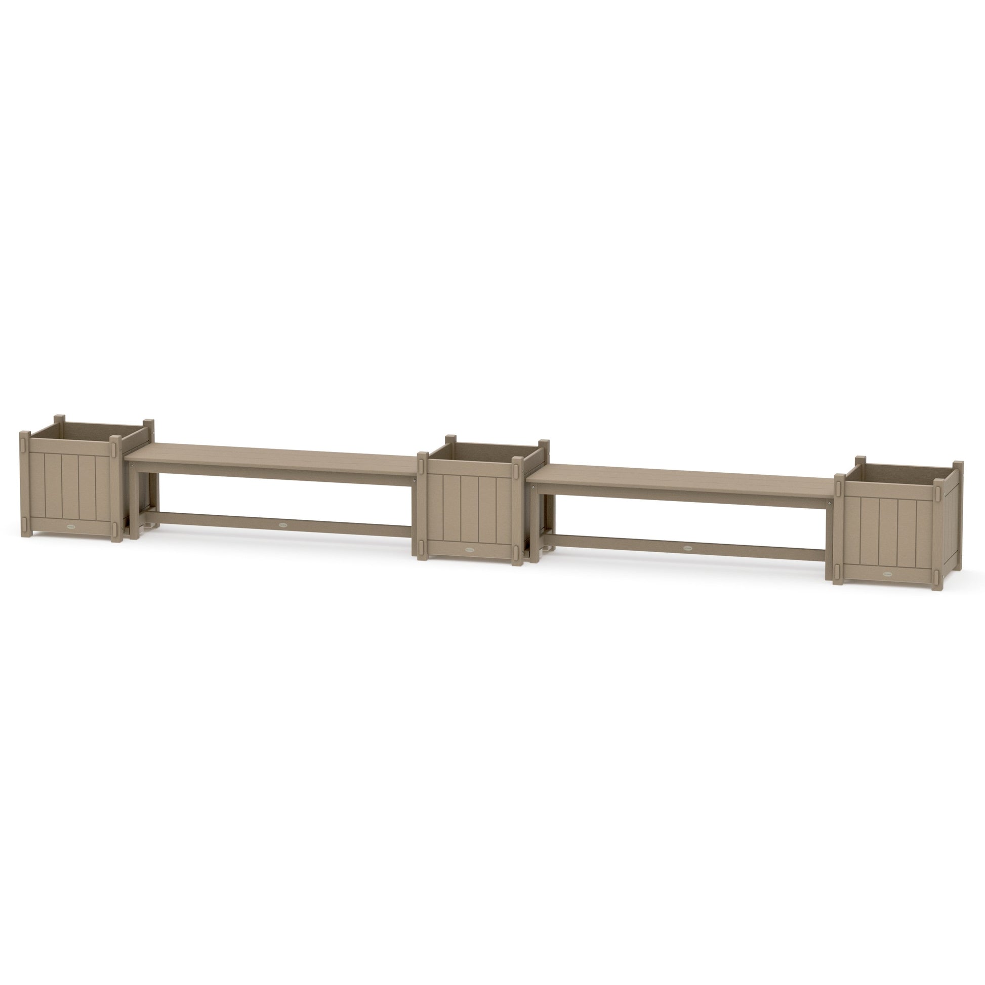 POLYWOOD 60" Vineyard Straight Double Planter Bench Set - Large — Vintage Sahara