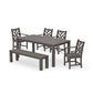 POLYWOOD Chippendale 6-Piece Parsons Dining Set with Bench — Driftwood