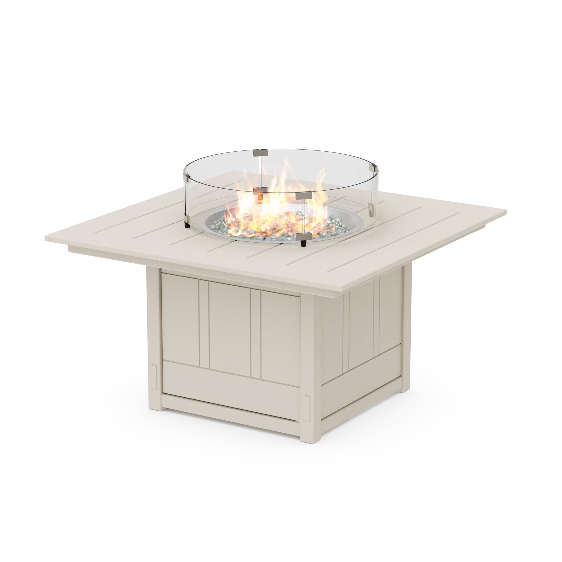 POLYWOOD Acadia Square 42" Fire Pit Table — Sand