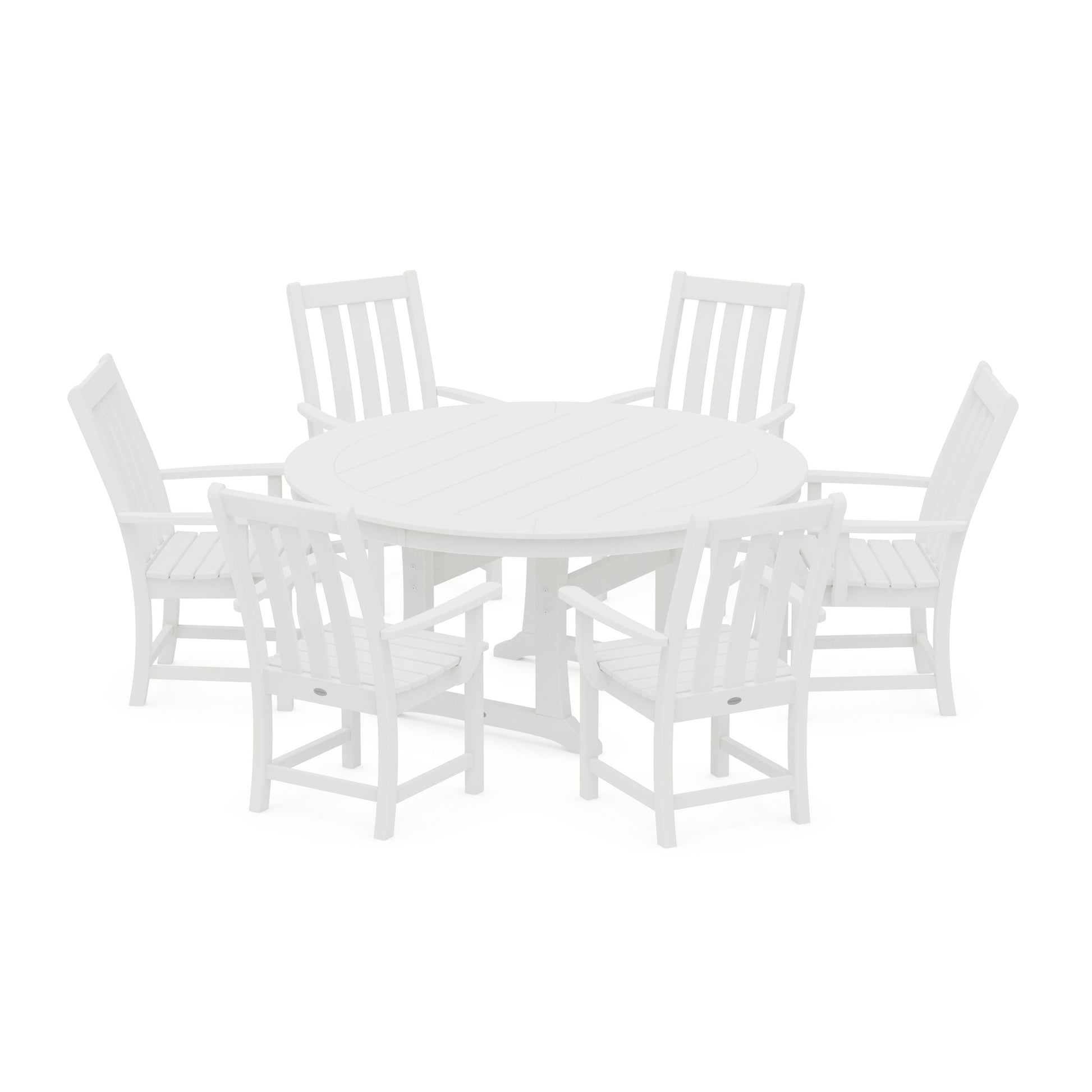POLYWOOD Vineyard 7-Piece Arm Chair Round Dining Set — White