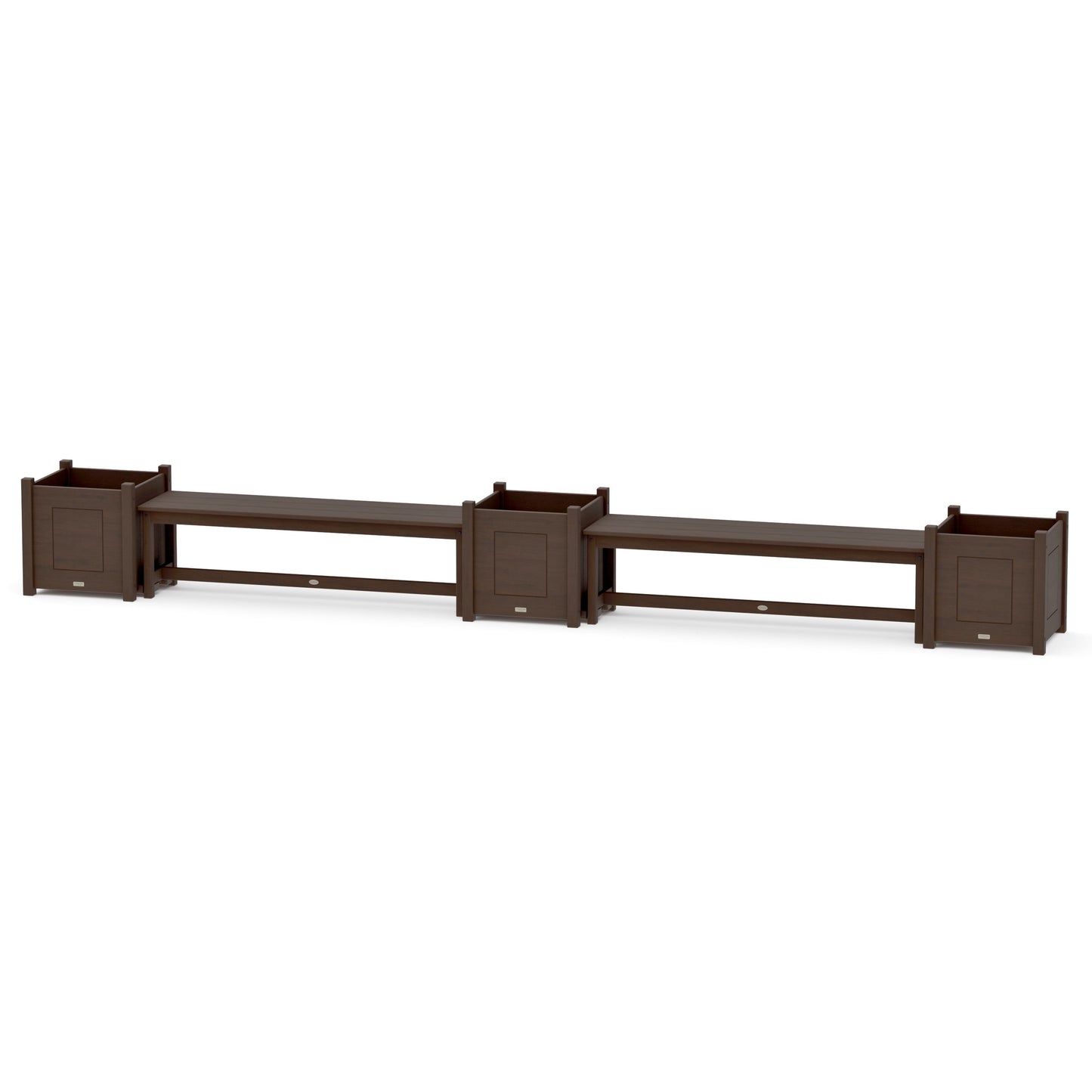POLYWOOD 60" Country Living Straight Double Planter Bench Set - Large — Kona