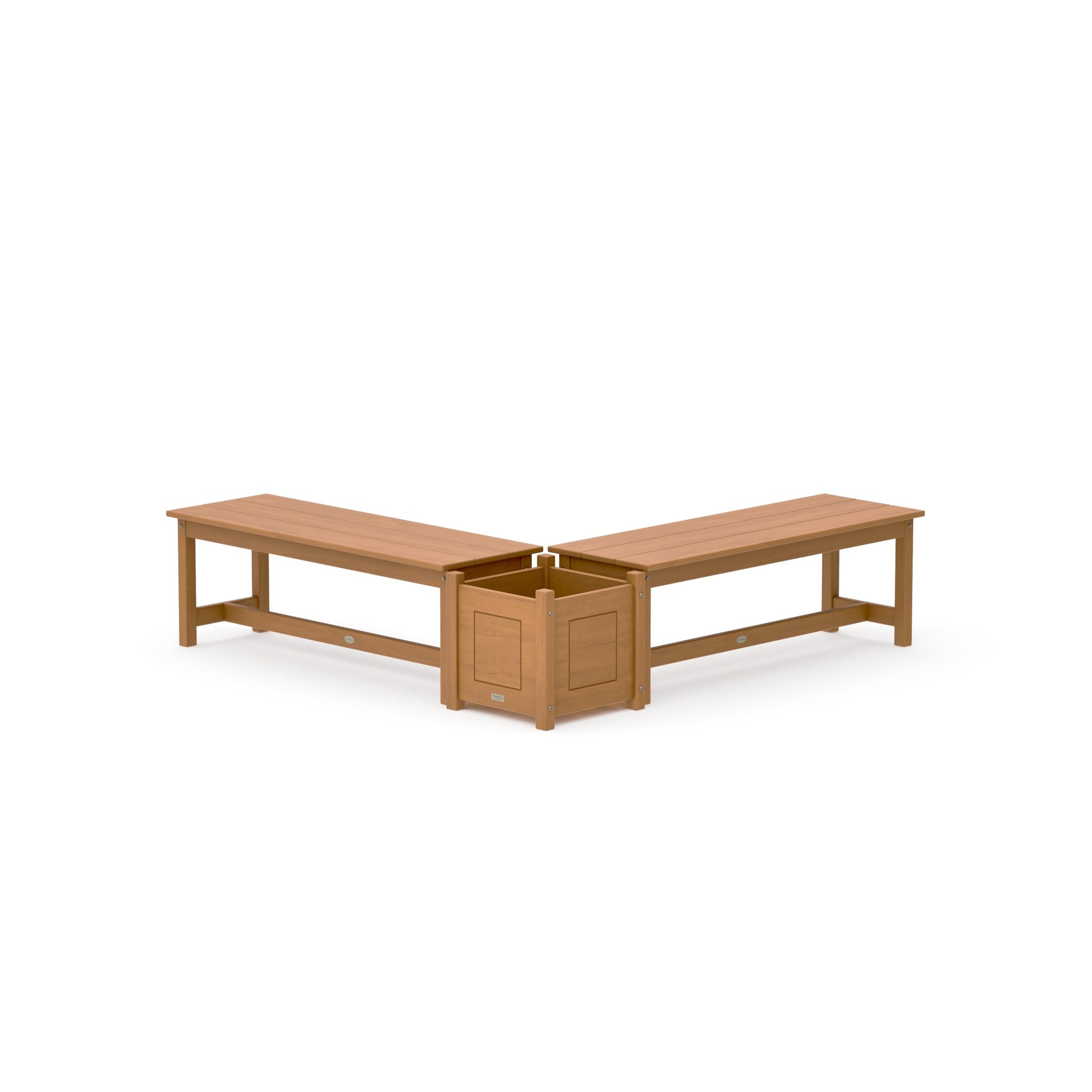 POLYWOOD 48" Country Living L- Shaped Planter Bench Set — Natural
