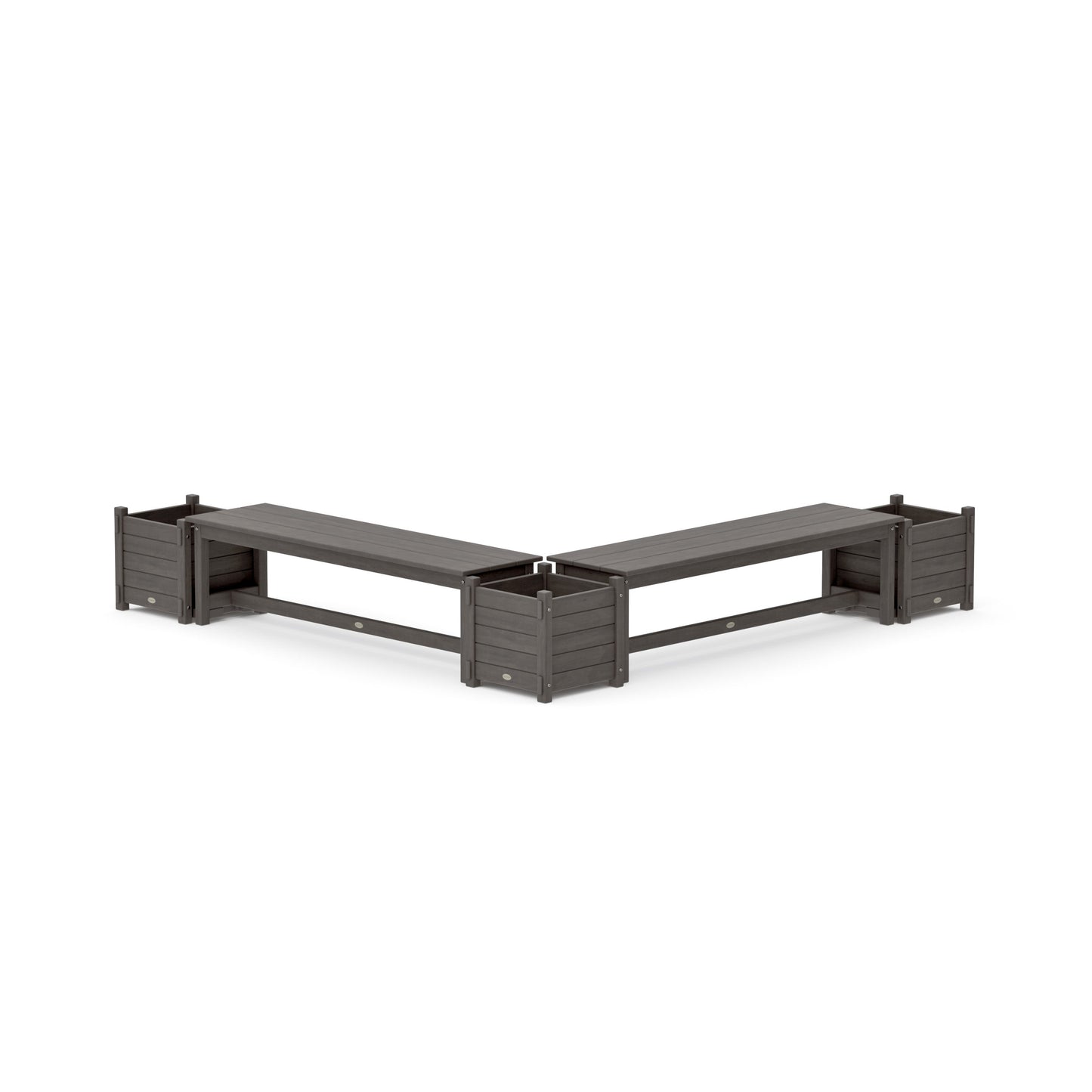 POLYWOOD 60" Nautical L- Shaped Planter Bench Corner Set — Driftwood