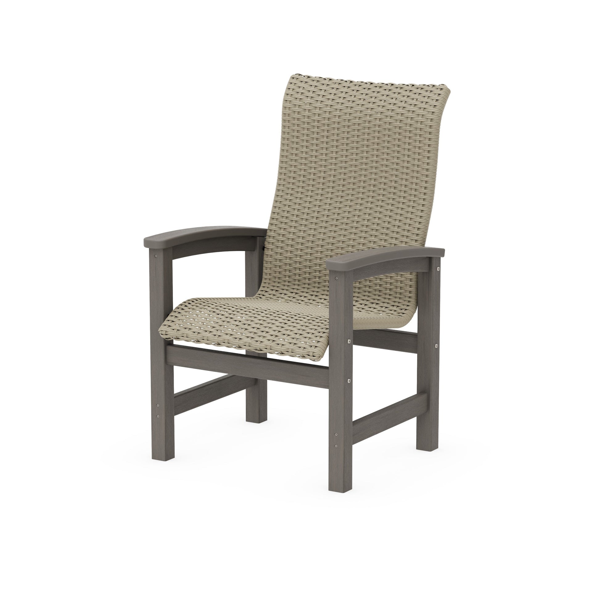 POLYWOOD Coastal Woven High-Back Dining Chair — Driftwood / Dune Grass
