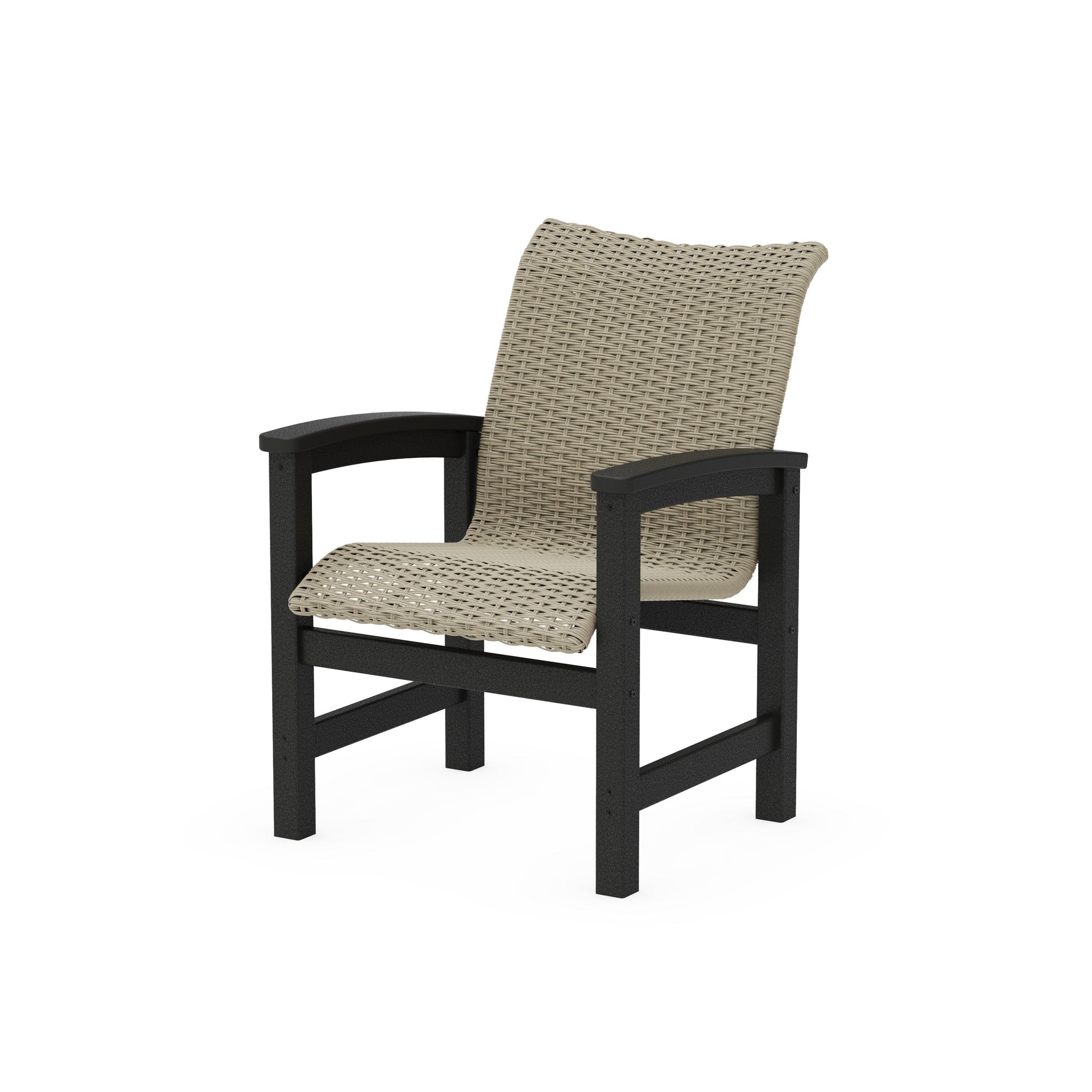 POLYWOOD Coastal Woven Dining Chair — Black / Dune Grass