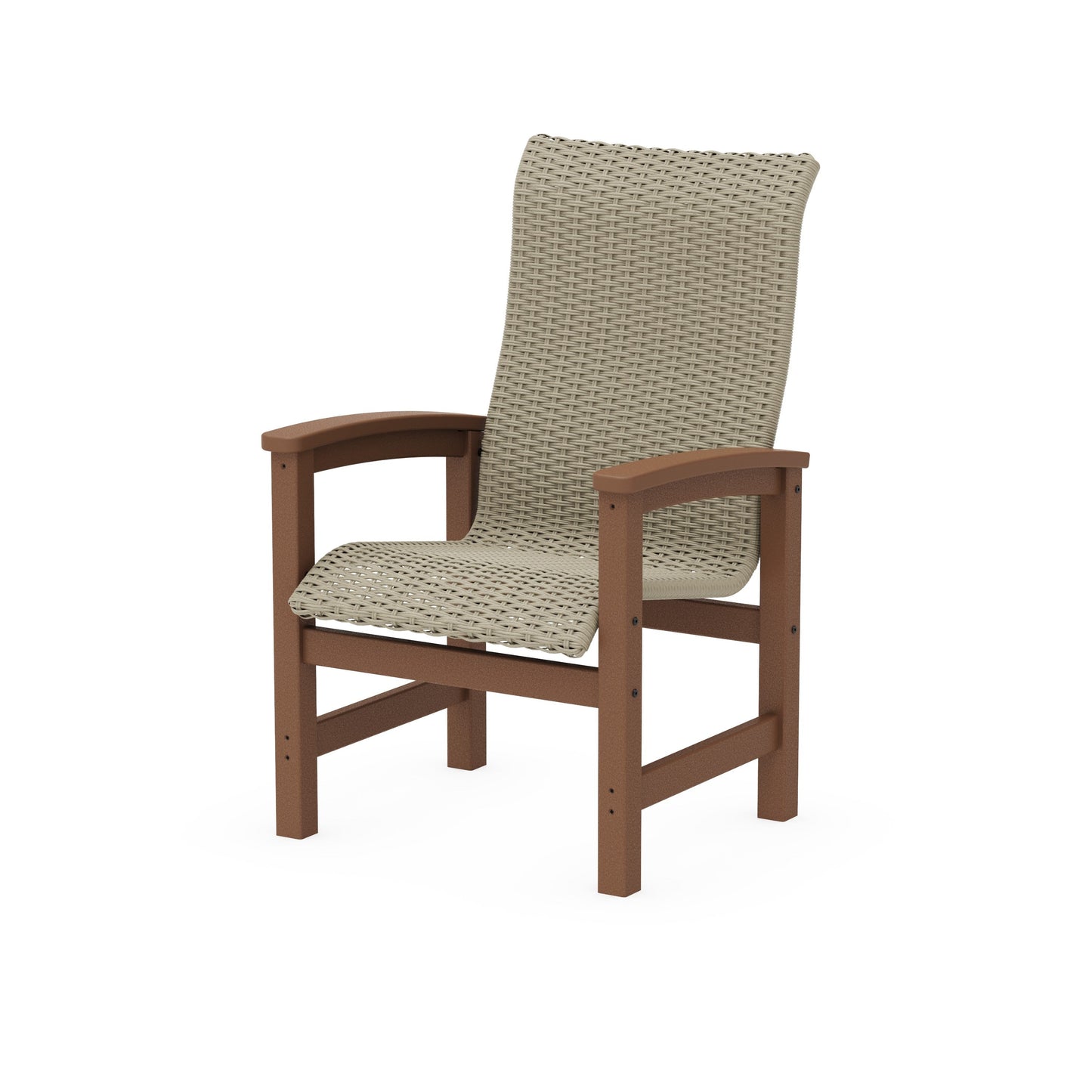 POLYWOOD Coastal Woven High-Back Dining Chair — Teak / Dune Grass