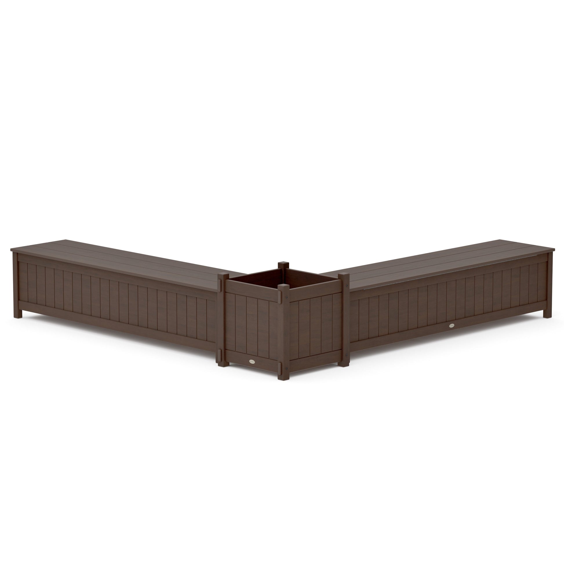 POLYWOOD 72" Vineyard L- Shaped Planter Storage Bench Set- Large — Kona