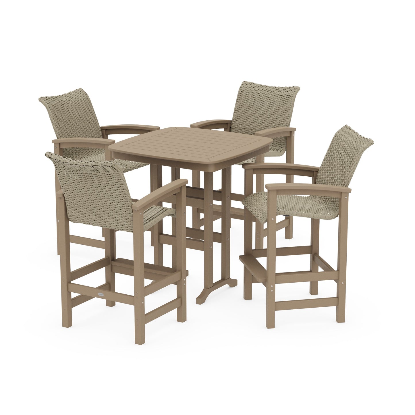 POLYWOOD Coastal Woven 5-Piece Bar Set — Vintage Sahara / Dune Grass