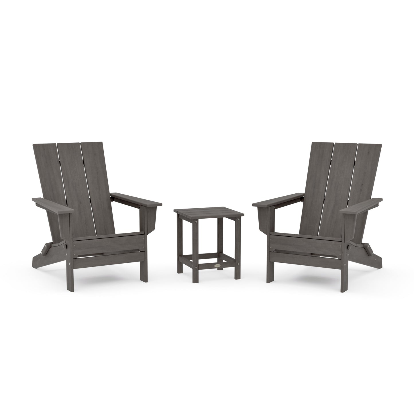 POLYWOOD 3-Piece Modern Studio Folding Adirondack Set — Driftwood