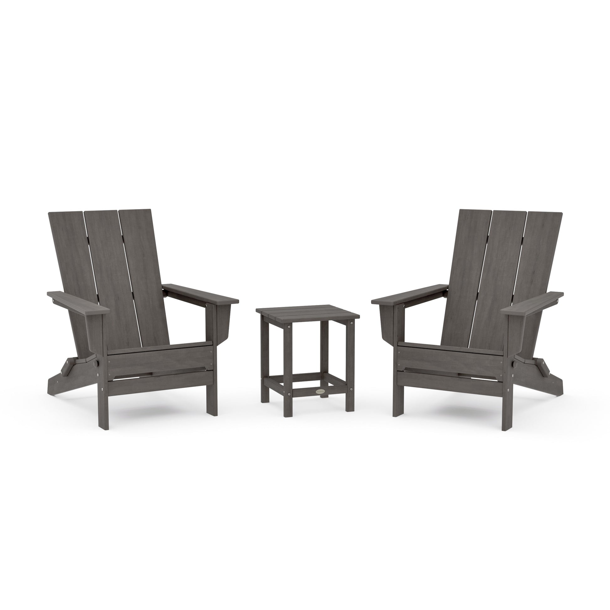 POLYWOOD 3-Piece Modern Studio Folding Adirondack Set — Driftwood