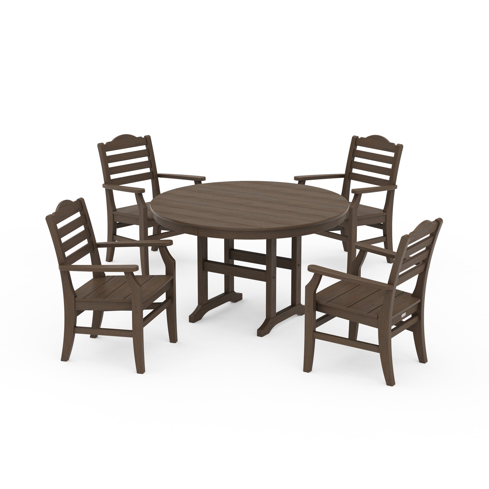 POLYWOOD Savannah 5-Piece Round Farmhouse Dining Set — Kona