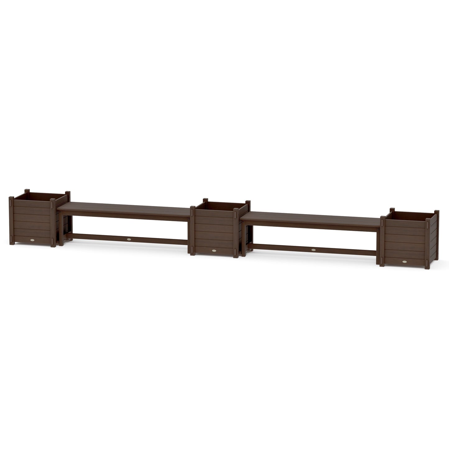 POLYWOOD 60" Nautical Straight Double Planter Bench Set - Large — Kona