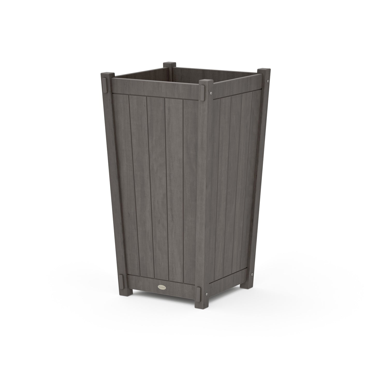 POLYWOOD Vineyard Large Tapered Square Tall Planter Box — Driftwood