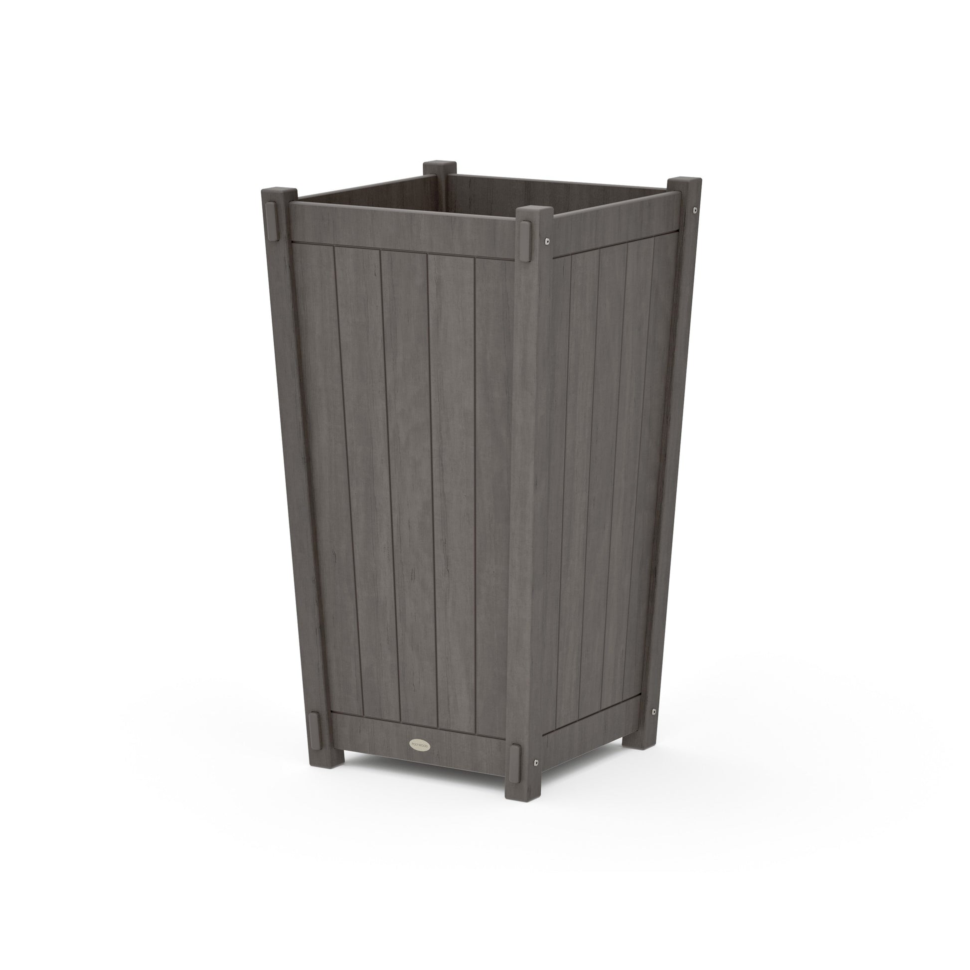 POLYWOOD Vineyard Large Tapered Square Tall Planter Box — Driftwood