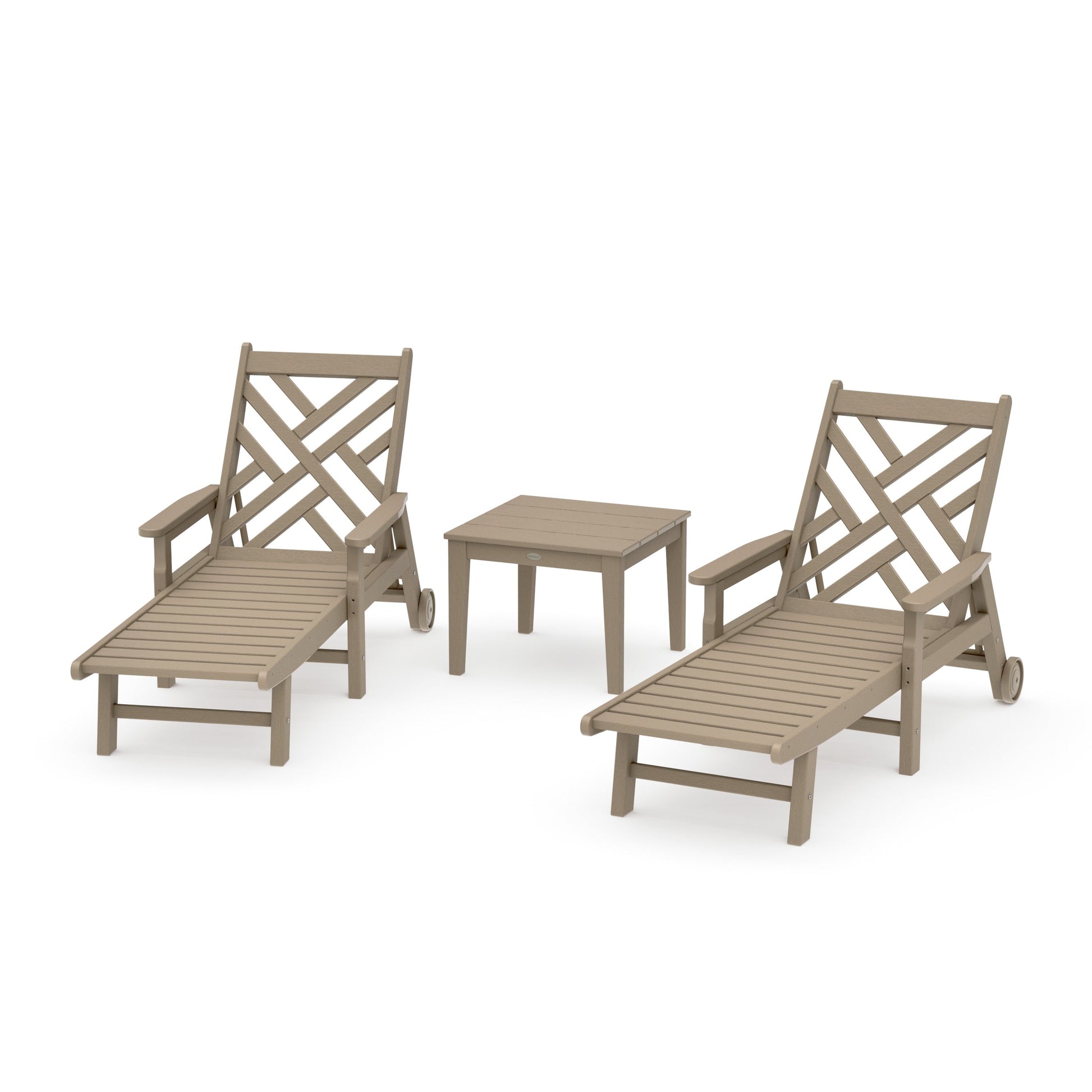 POLYWOOD Chippendale 3-Piece Chaise Set with Arms and Wheels — Vintage Sahara