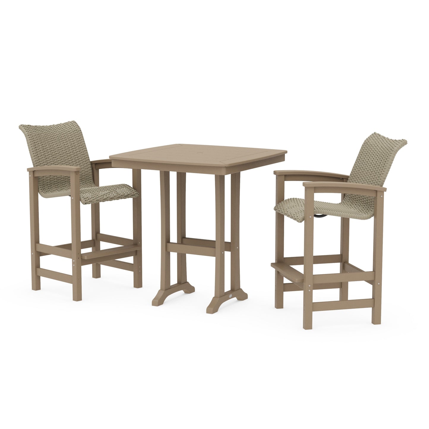 POLYWOOD Coastal Woven 3-Piece Bar Set — Vintage Sahara / Dune Grass