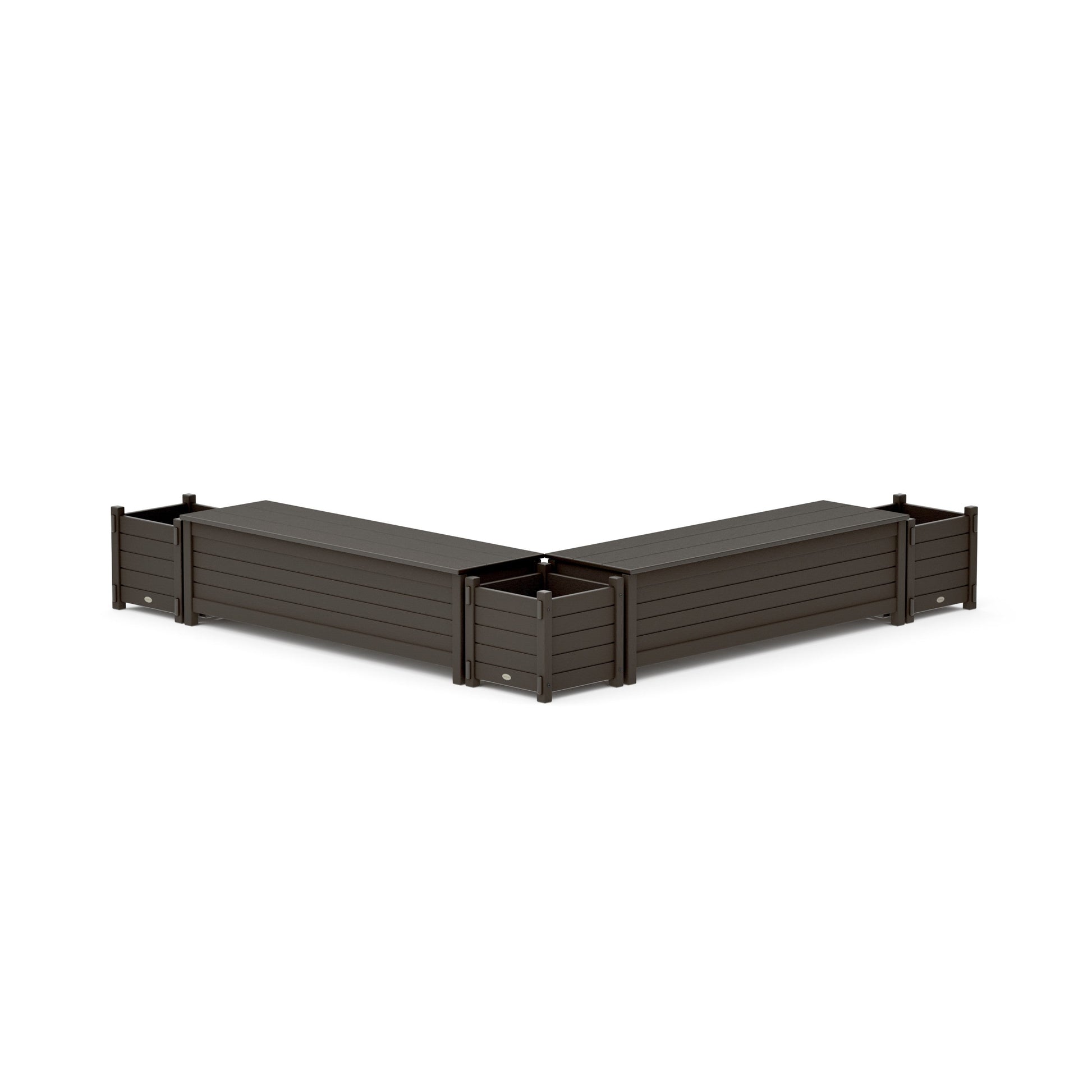 POLYWOOD 60" Nautical L- Shaped Planter Storage Bench Corner Set — Vintage Coffee
