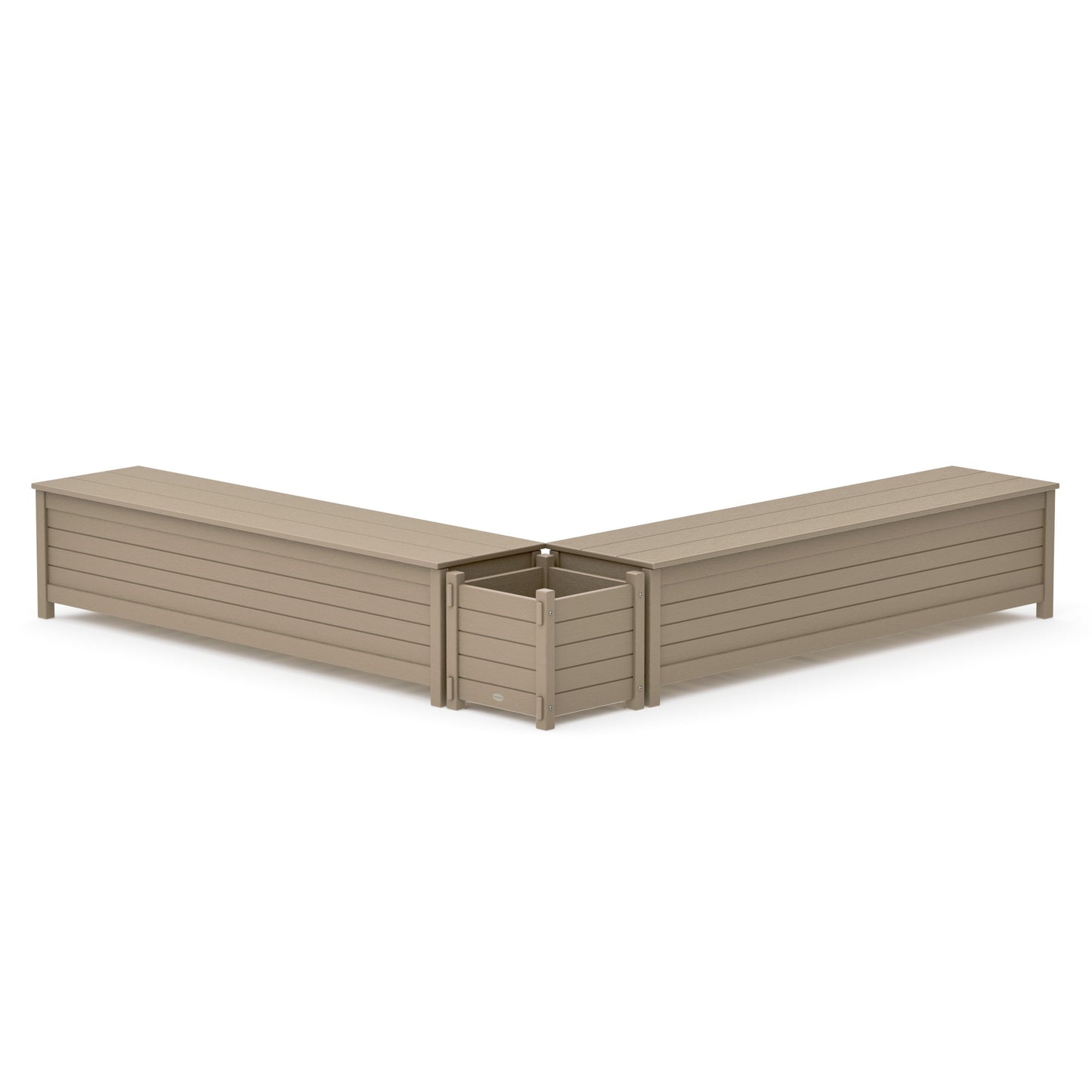 POLYWOOD 72" Nautical L- Shaped Planter Storage Bench Set — Vintage Sahara