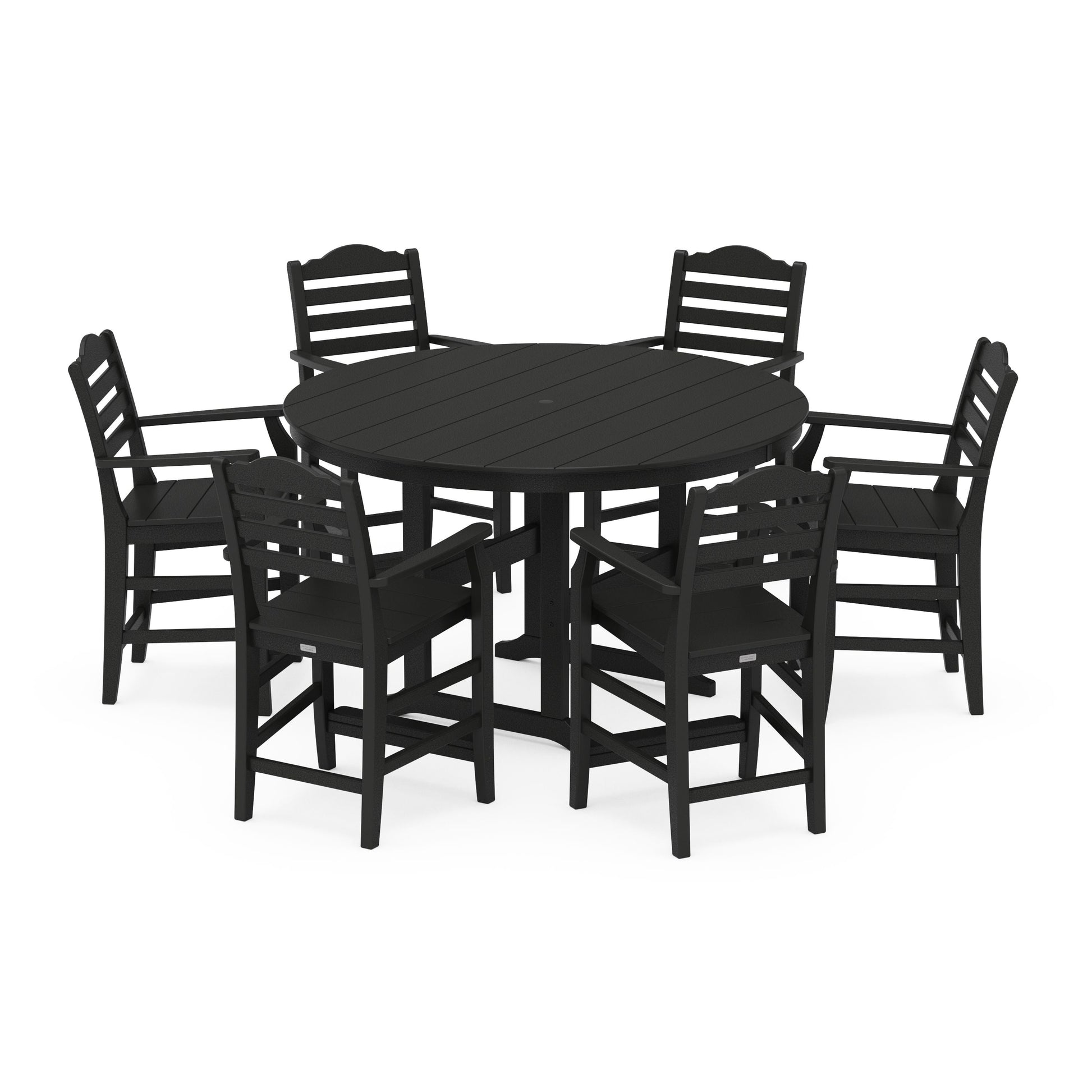 POLYWOOD Savannah 7-Piece Arm Chair Round Farmhouse Counter Set