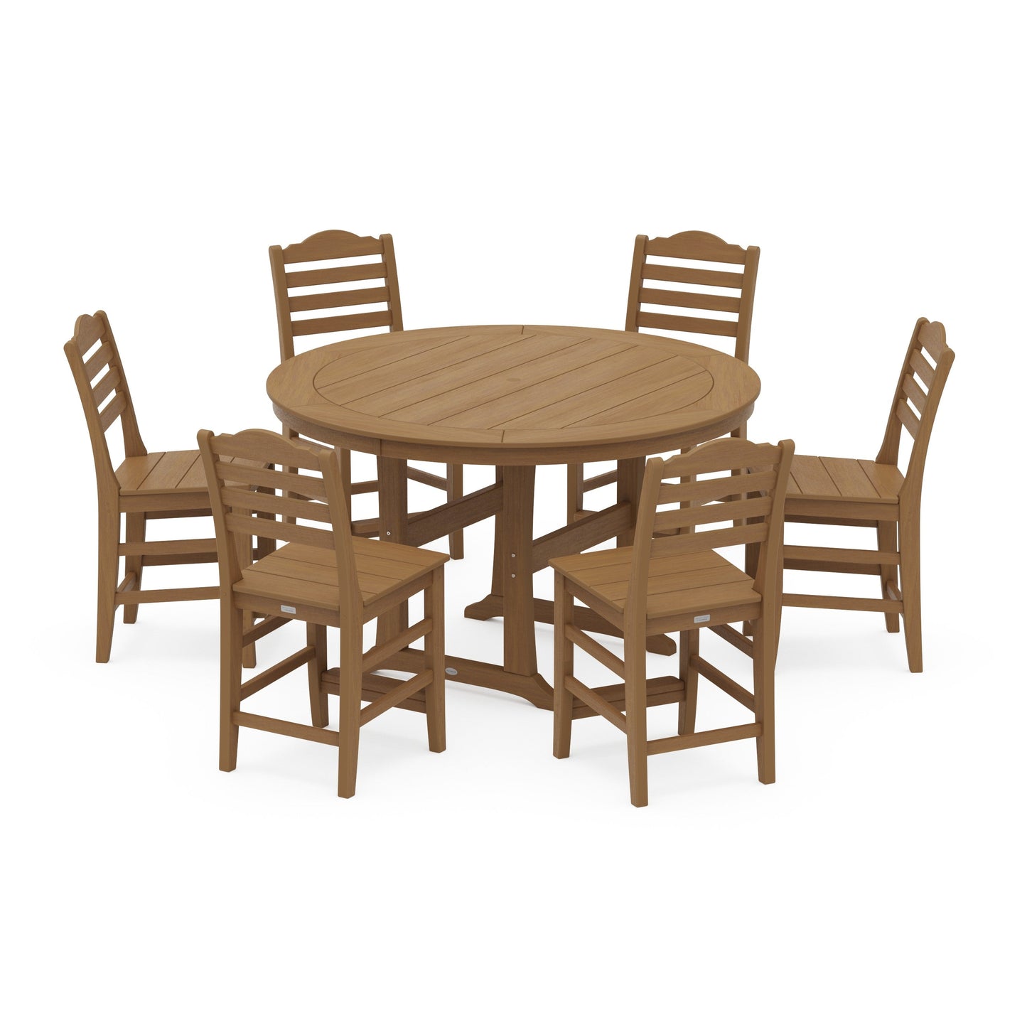 POLYWOOD Savannah 7-Piece Side Chair Round Counter Set — Natural
