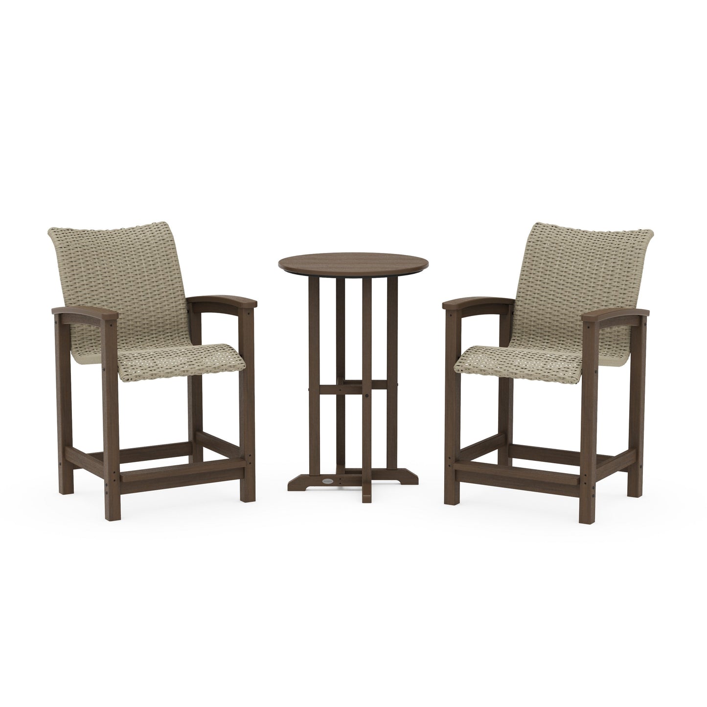 POLYWOOD Coastal Woven 3-Piece Farmhouse Counter Set — Kona / Dune Grass