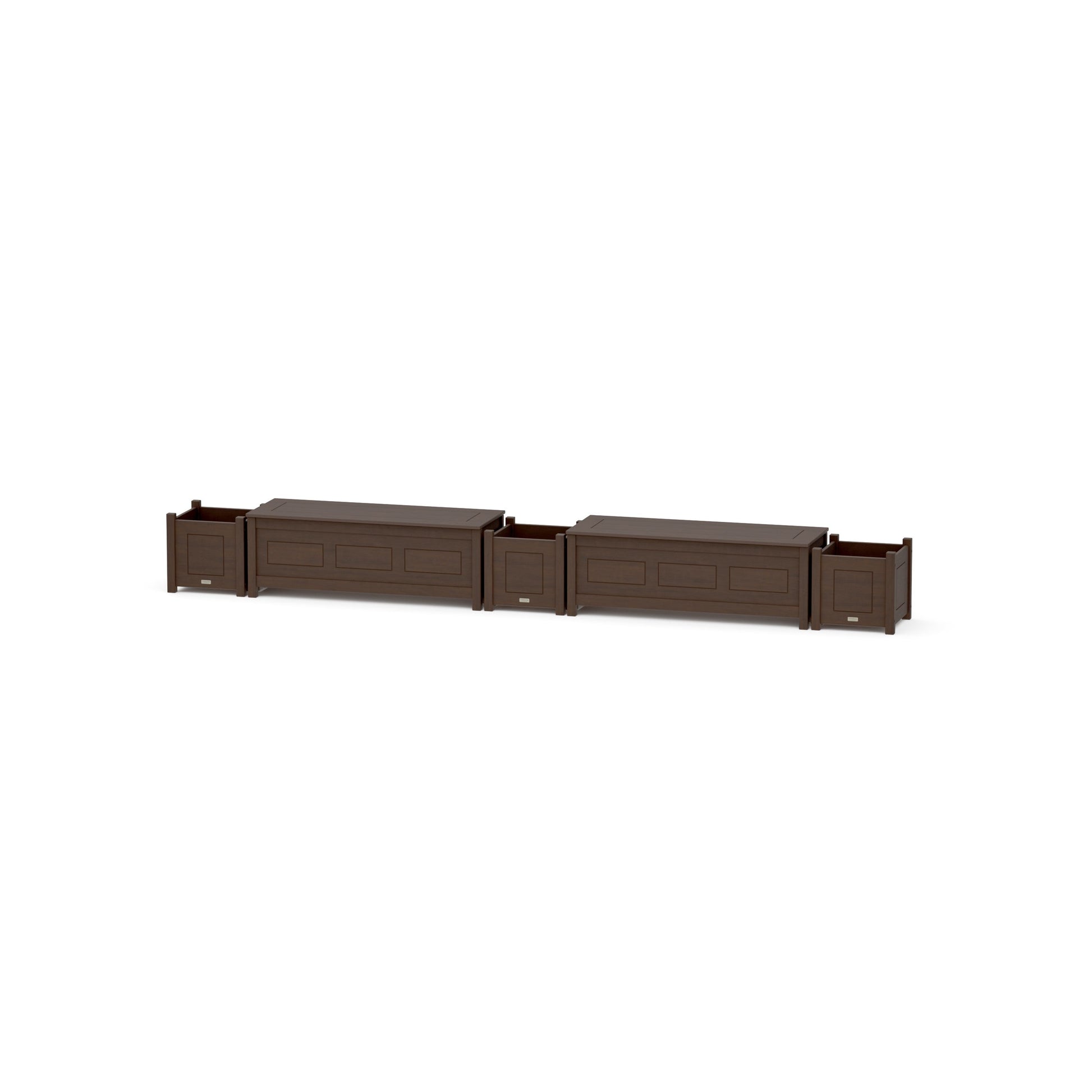 POLYWOOD 48" Country Living Straight Double Planter Storage Bench Set — Kona