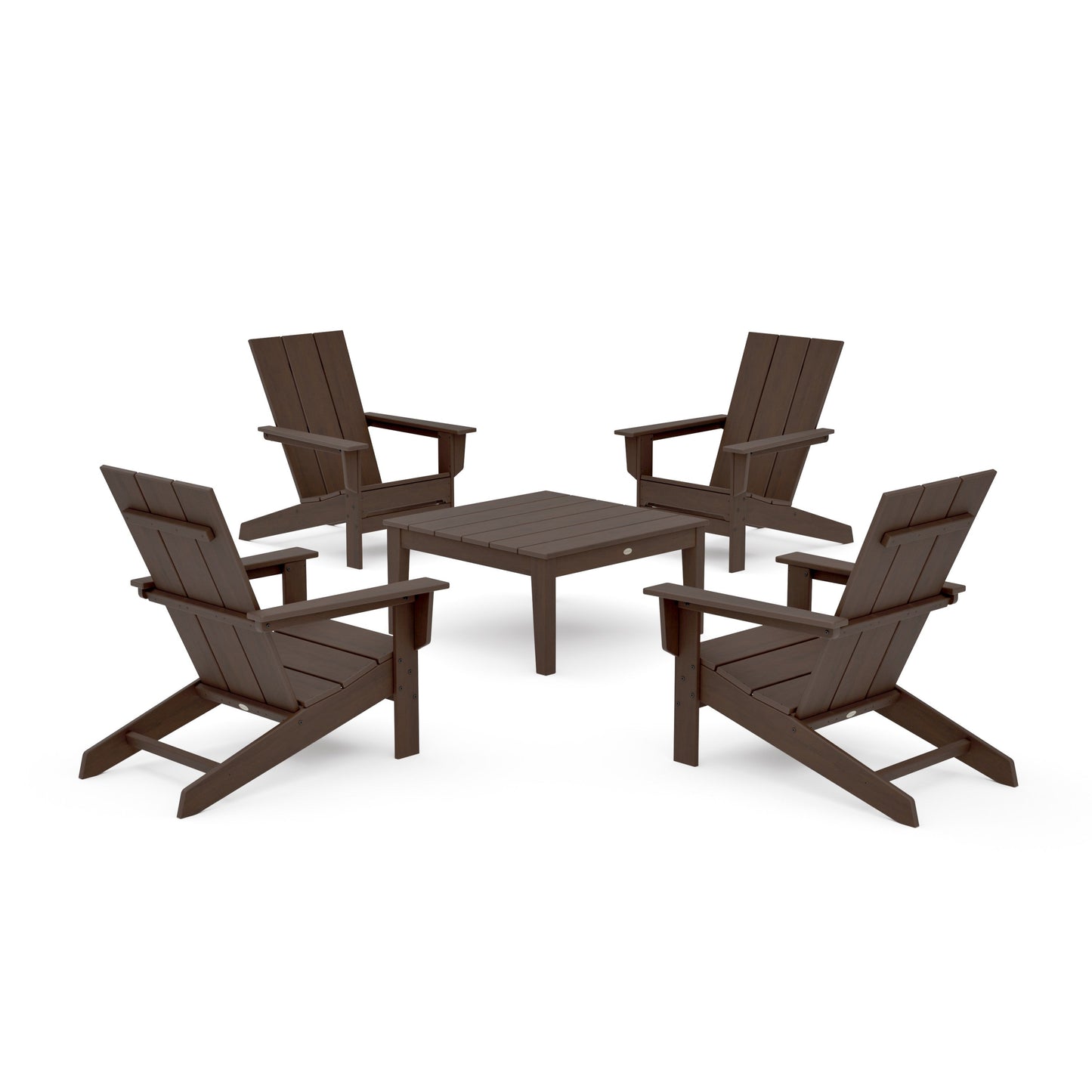 POLYWOOD 5-Piece Modern Studio Adirondack Chair Conversation Group — Kona