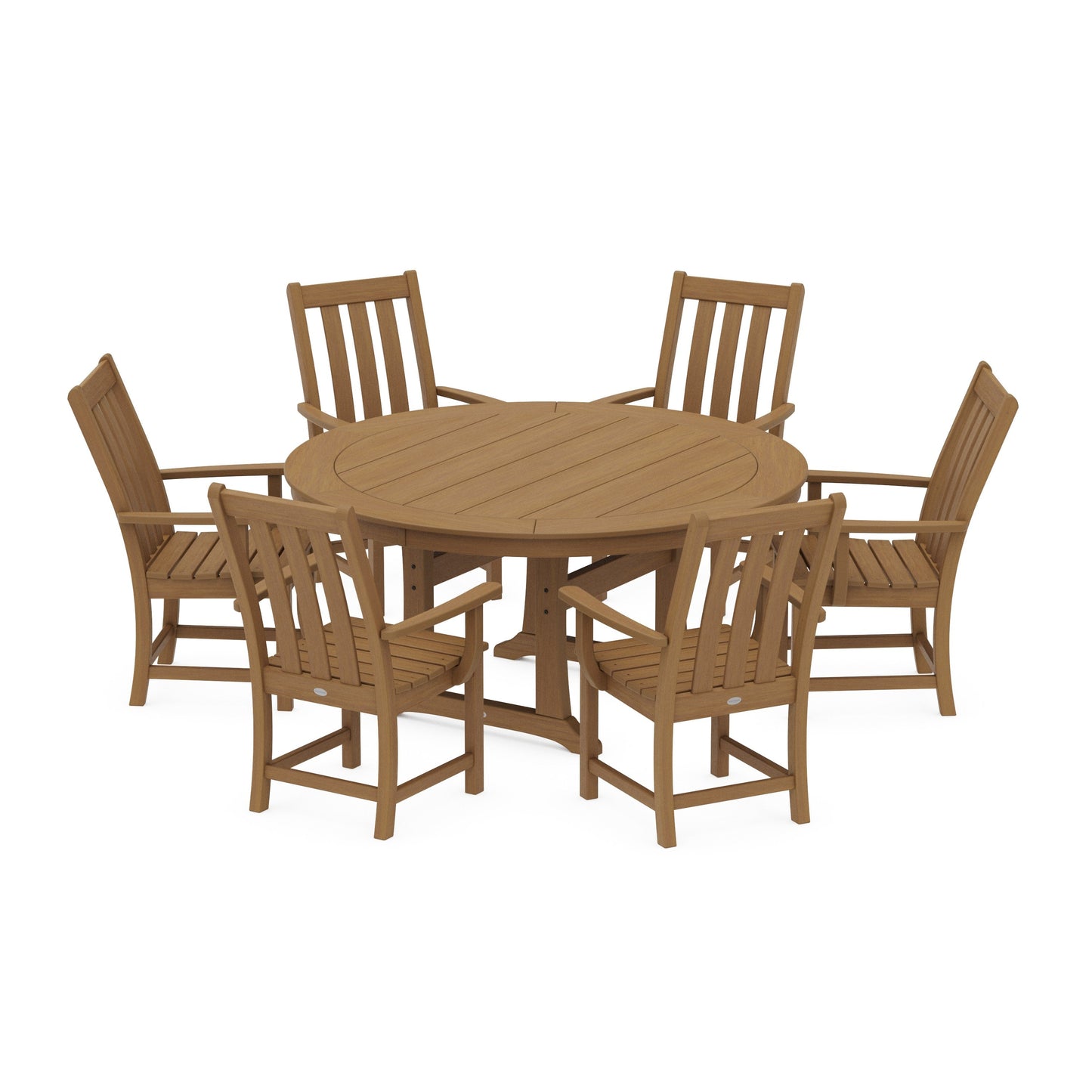 POLYWOOD Vineyard 7-Piece Arm Chair Round Dining Set — Natural