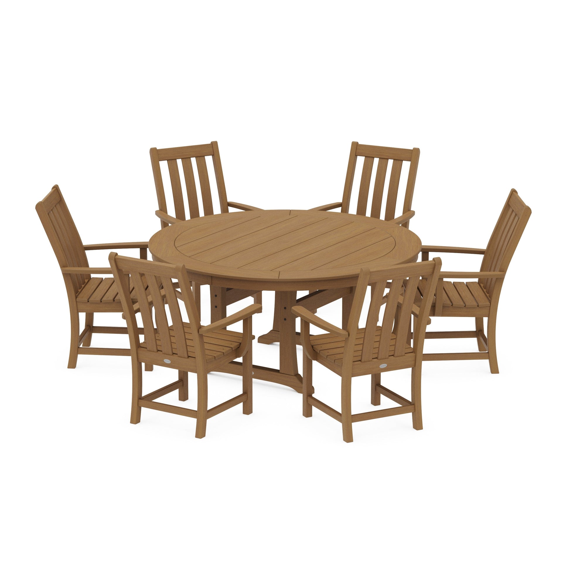 POLYWOOD Vineyard 7-Piece Arm Chair Round Dining Set — Natural