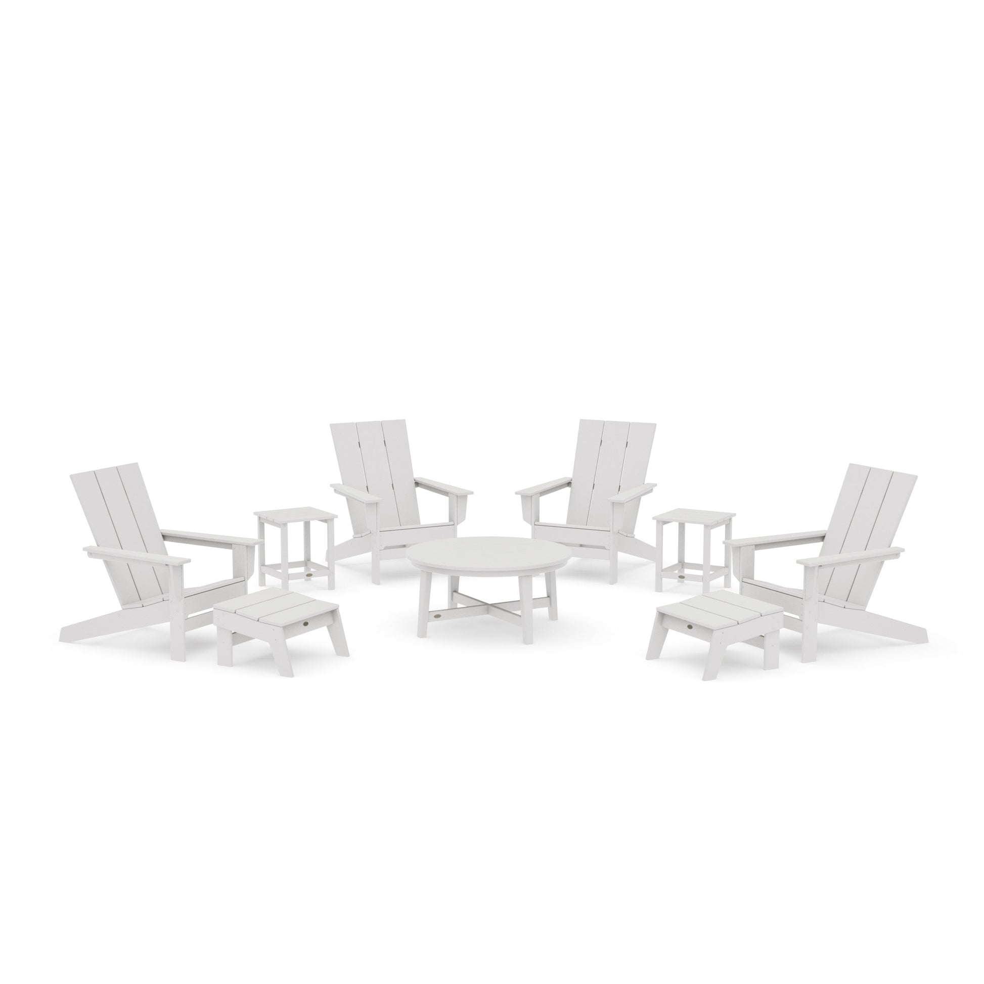 POLYWOOD Modern Studio Adirondack 9-Piece Conversation Set — Vintage White