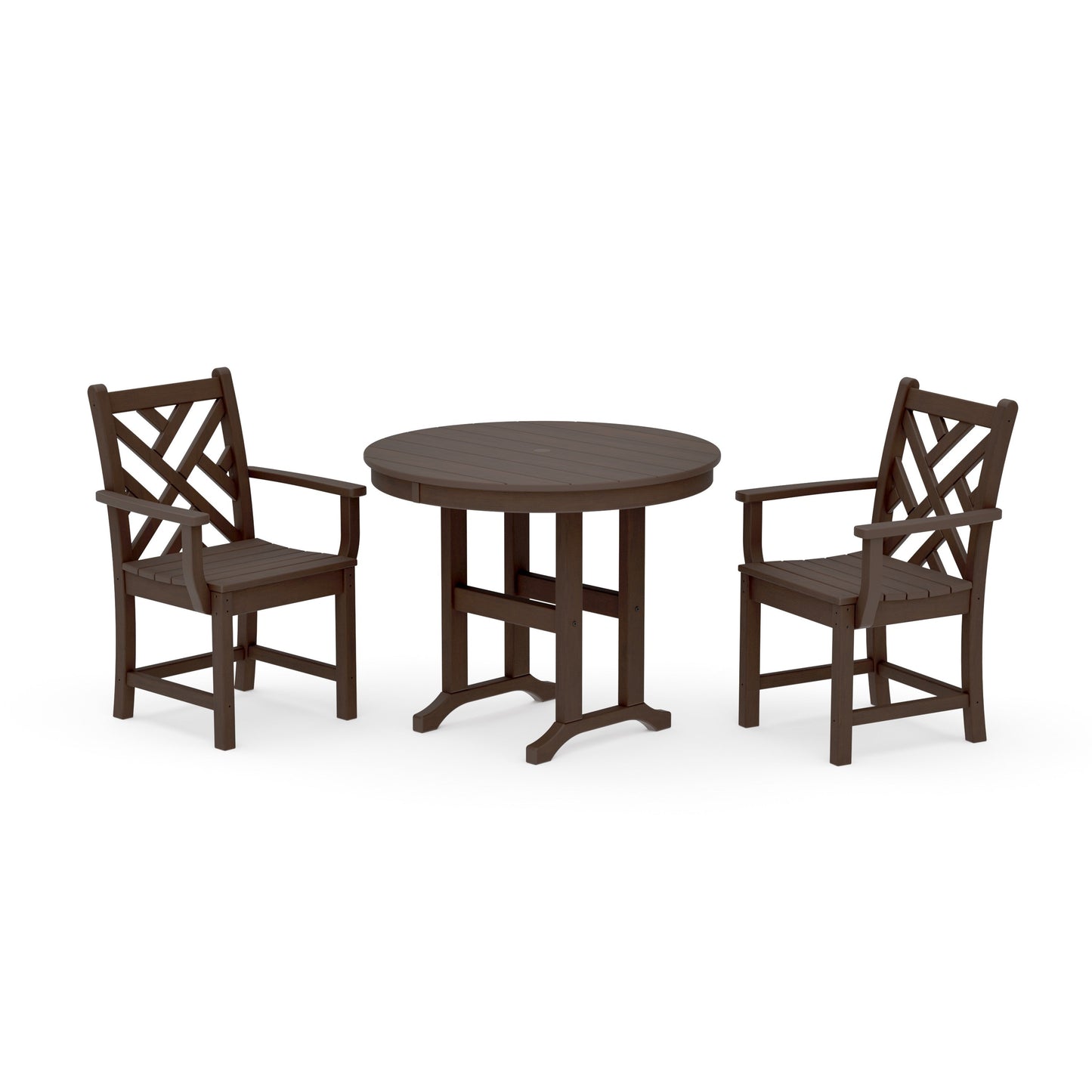 POLYWOOD Chippendale 3-Piece Round Dining Set — Kona