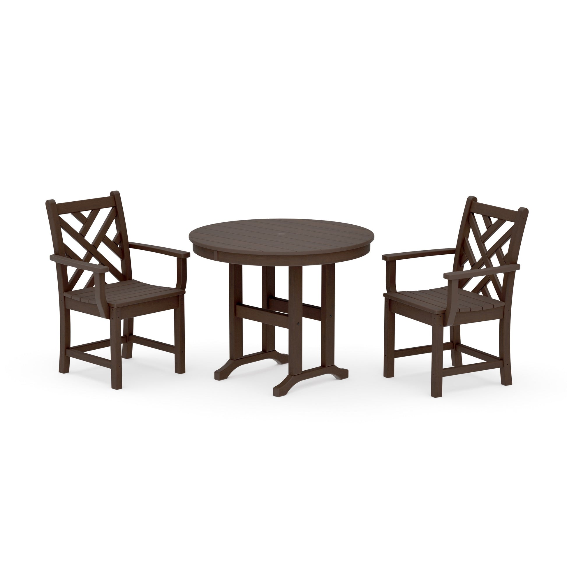 POLYWOOD Chippendale 3-Piece Round Dining Set — Kona