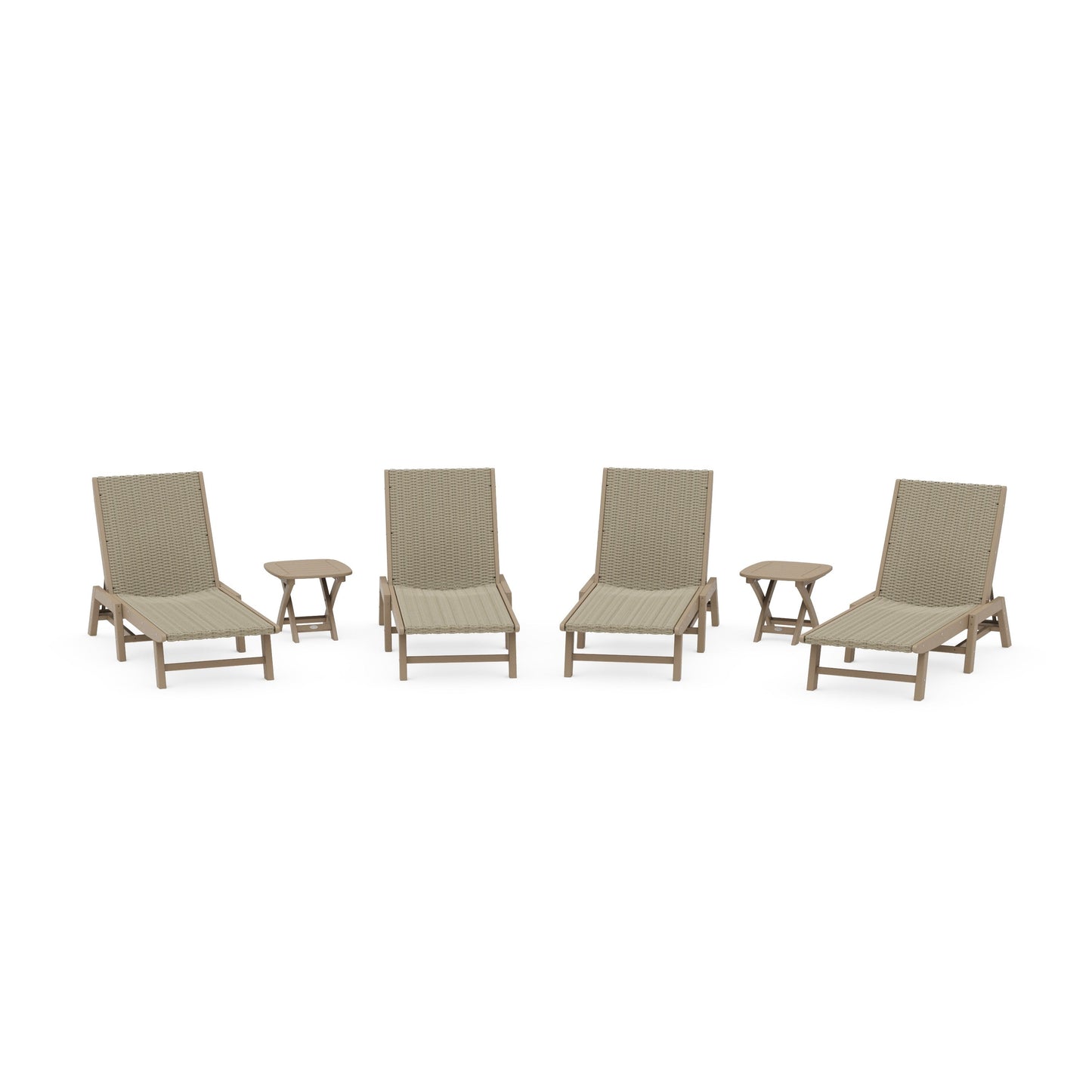 POLYWOOD 6- Piece Coastal Woven Chaise Chaise Lounge Set — Vintage Sahara / Dune Grass