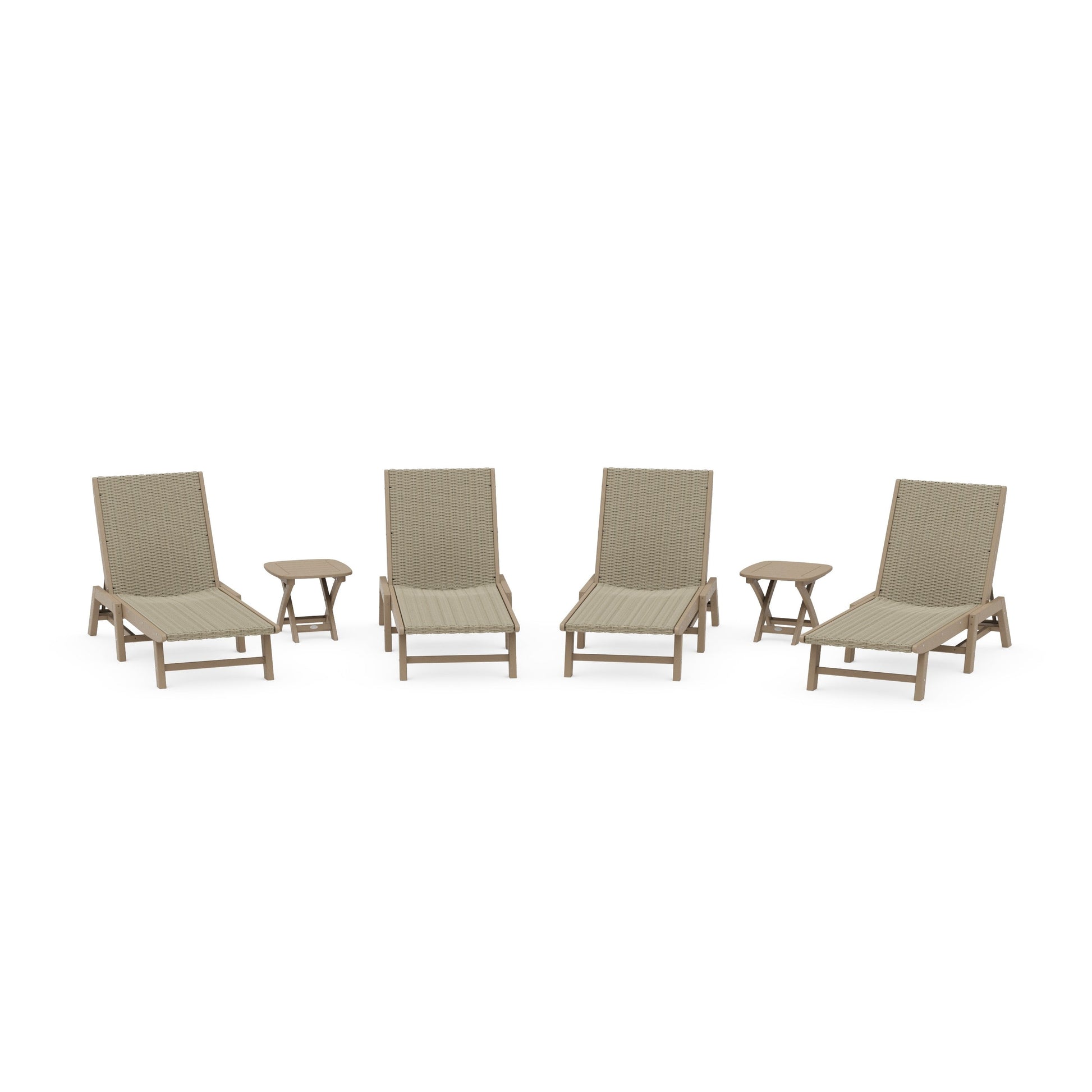 POLYWOOD 6- Piece Coastal Woven Chaise Chaise Lounge Set — Vintage Sahara / Dune Grass