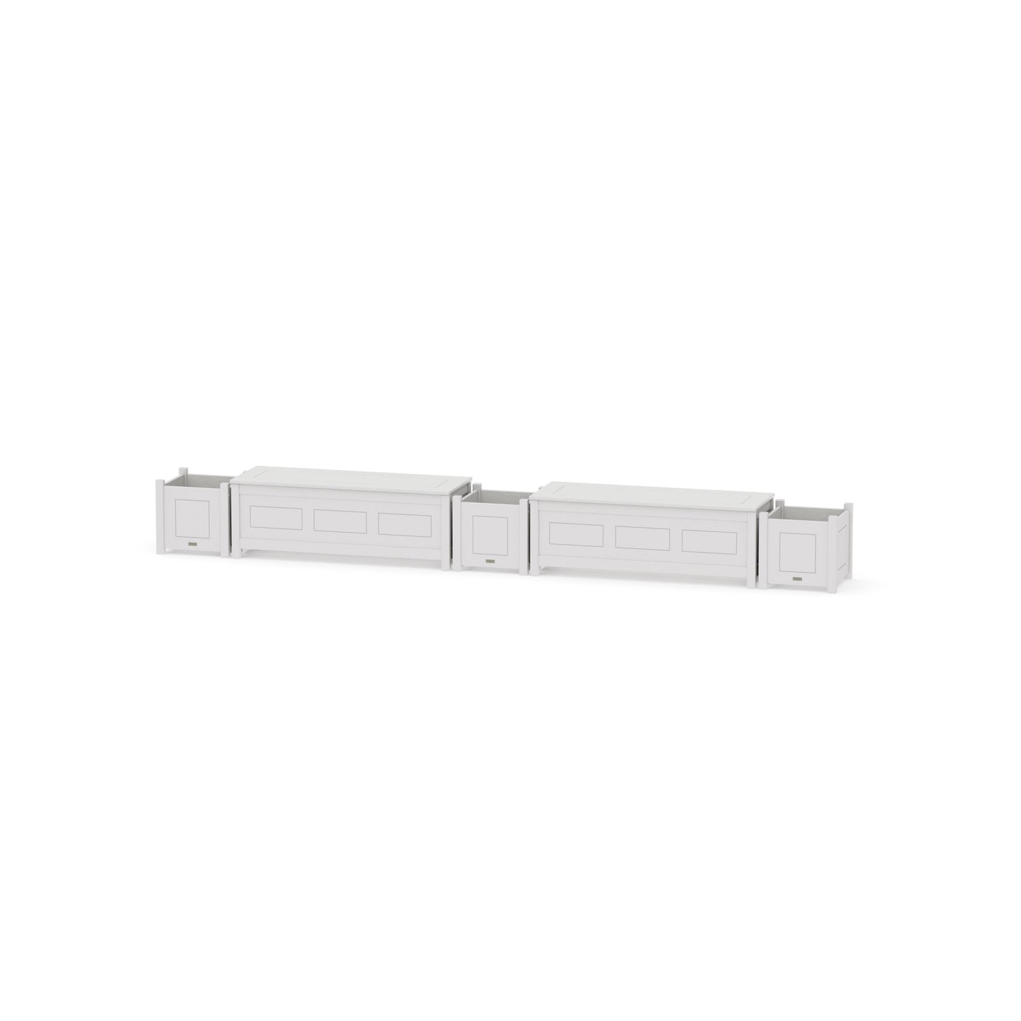 POLYWOOD 48" Country Living Straight Double Planter Storage Bench Set — Vintage White