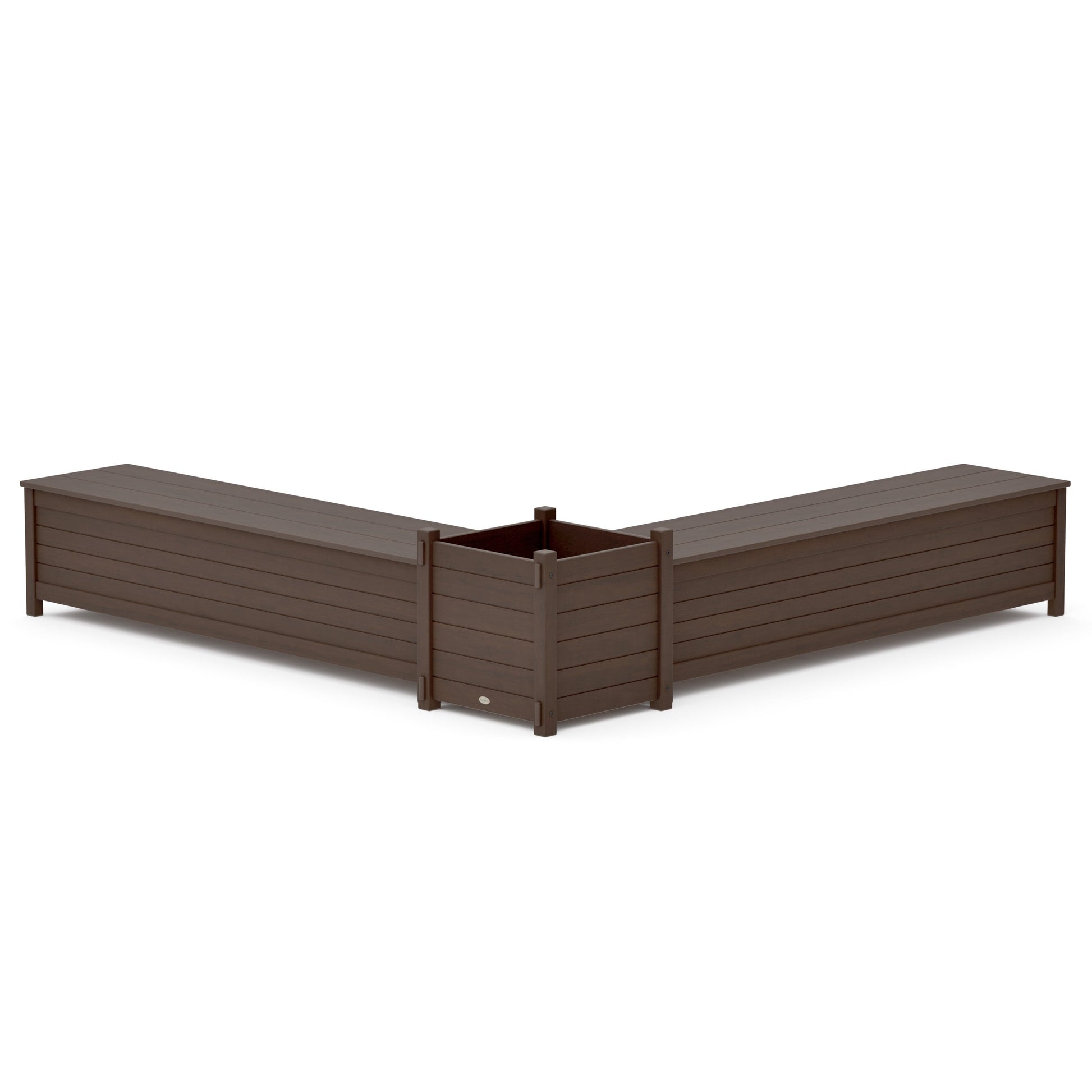 POLYWOOD 72" Nautical L- Shaped Planter Storage Bench Set- Large — Kona