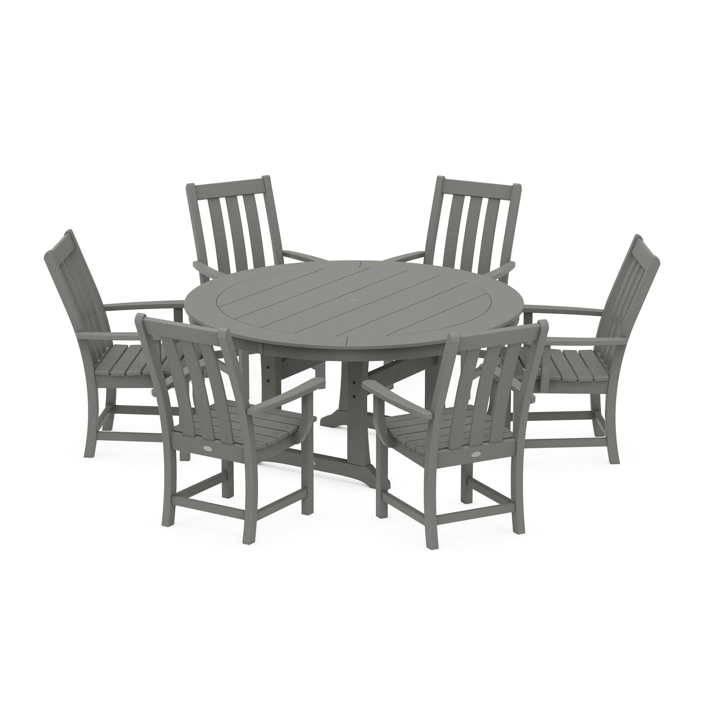 POLYWOOD Vineyard 7-Piece Arm Chair Round Dining Set — Slate Grey
