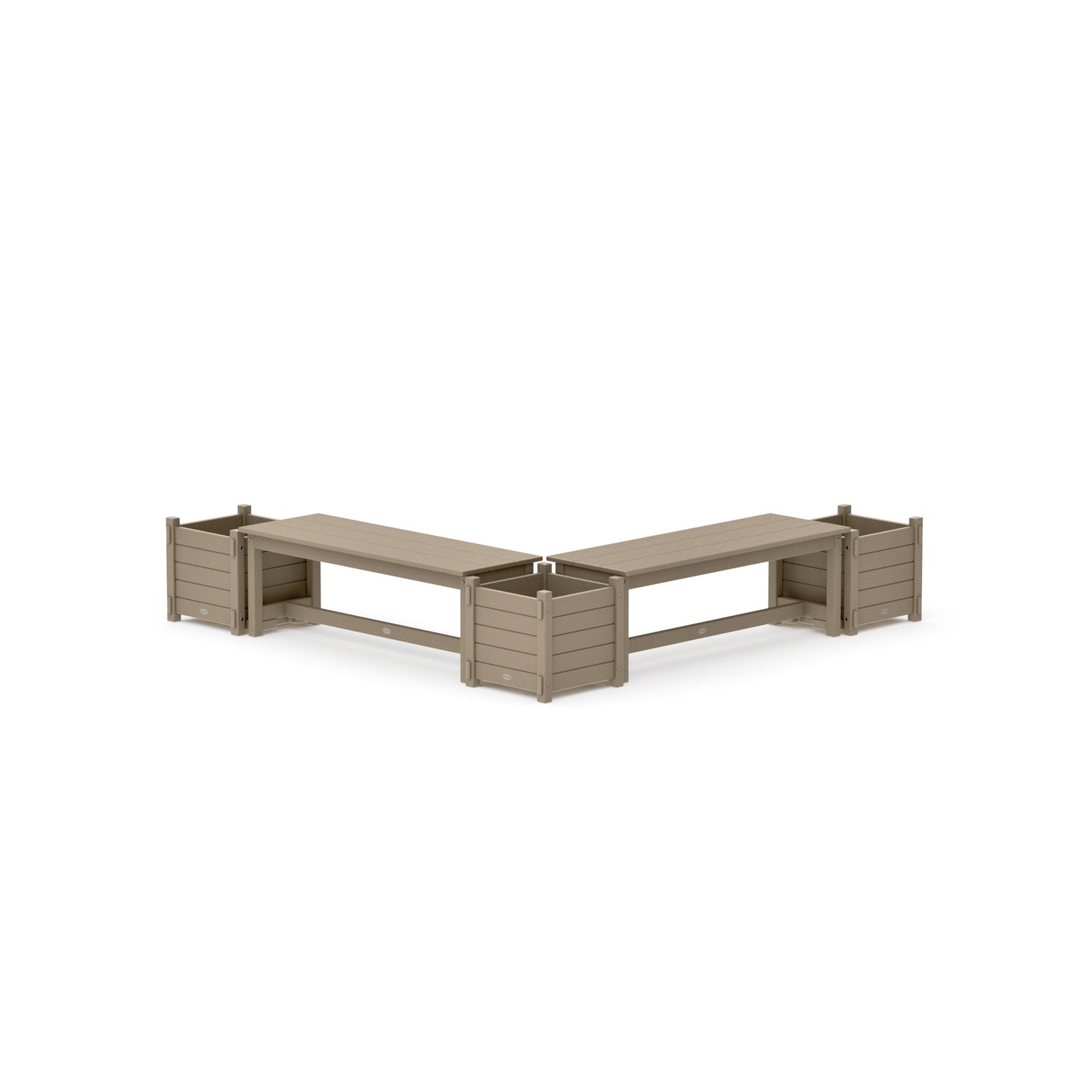 POLYWOOD 48" Nautical L- Shaped Planter Bench Corner Set — Vintage Sahara