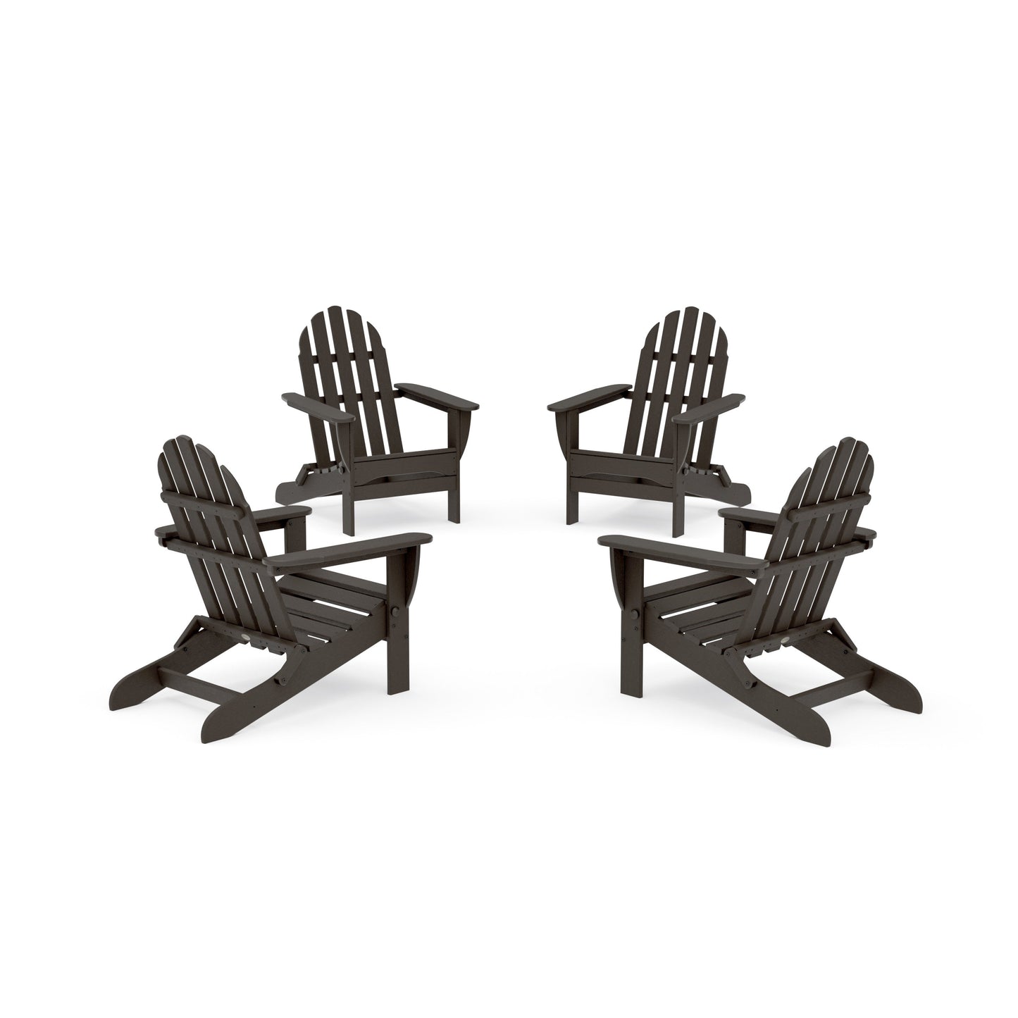 POLYWOOD 4-Piece Classic Folding Adirondack Conversation Set — Vintage Coffee