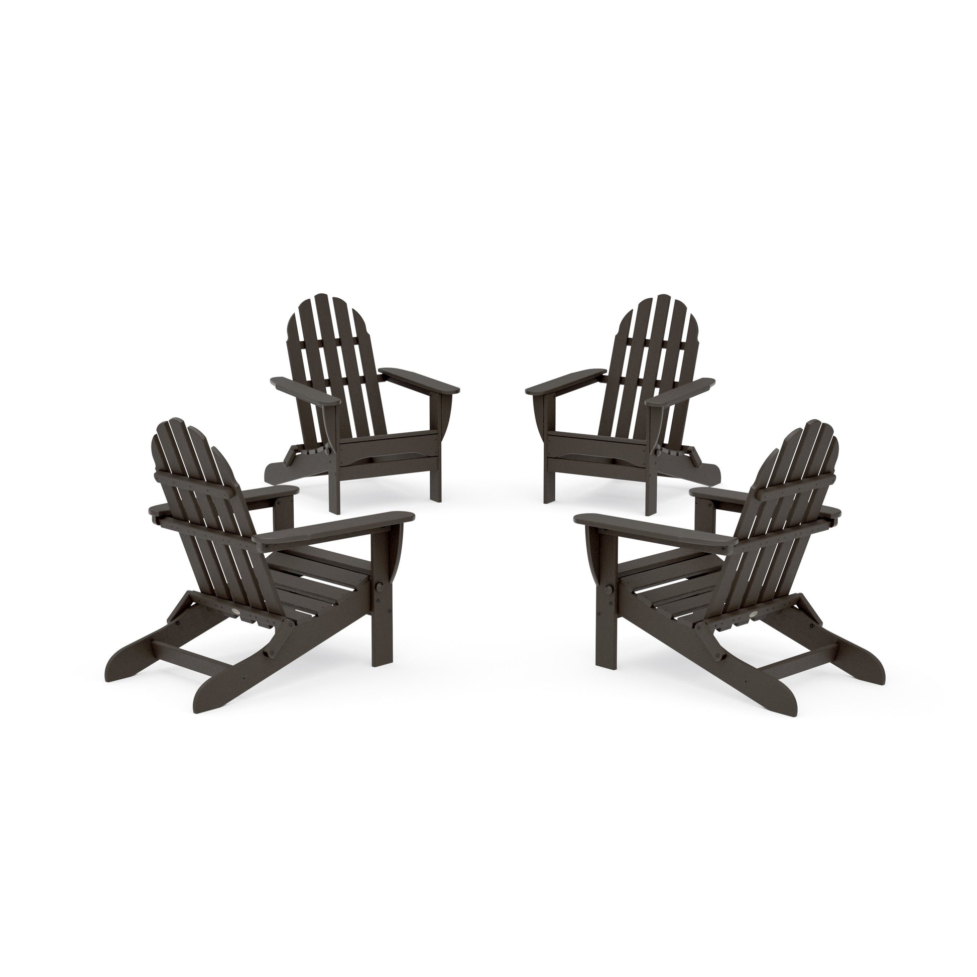 POLYWOOD 4-Piece Classic Folding Adirondack Conversation Set — Vintage Coffee