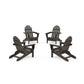 POLYWOOD 4-Piece Classic Folding Adirondack Conversation Set — Vintage Coffee