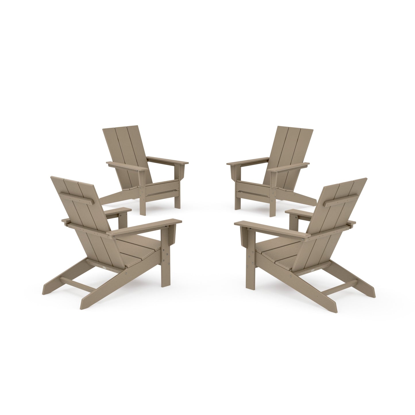 POLYWOOD 4-Piece Modern Studio Adirondack Chair Conversation Set — Vintage Sahara