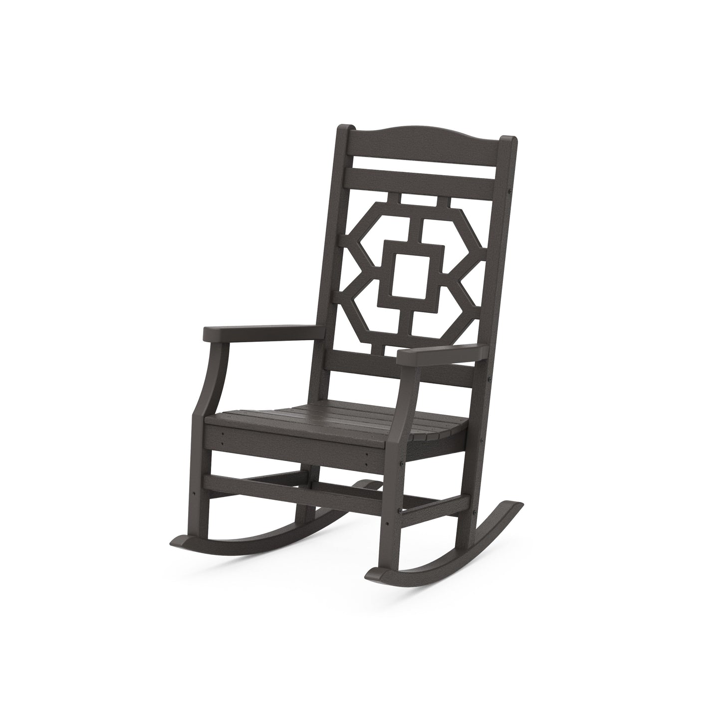 POLYWOOD Chinoiserie Rocking Chair — Vintage Coffee