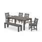 POLYWOOD Chippendale 6-Piece Parsons Dining Set with Bench — Driftwood