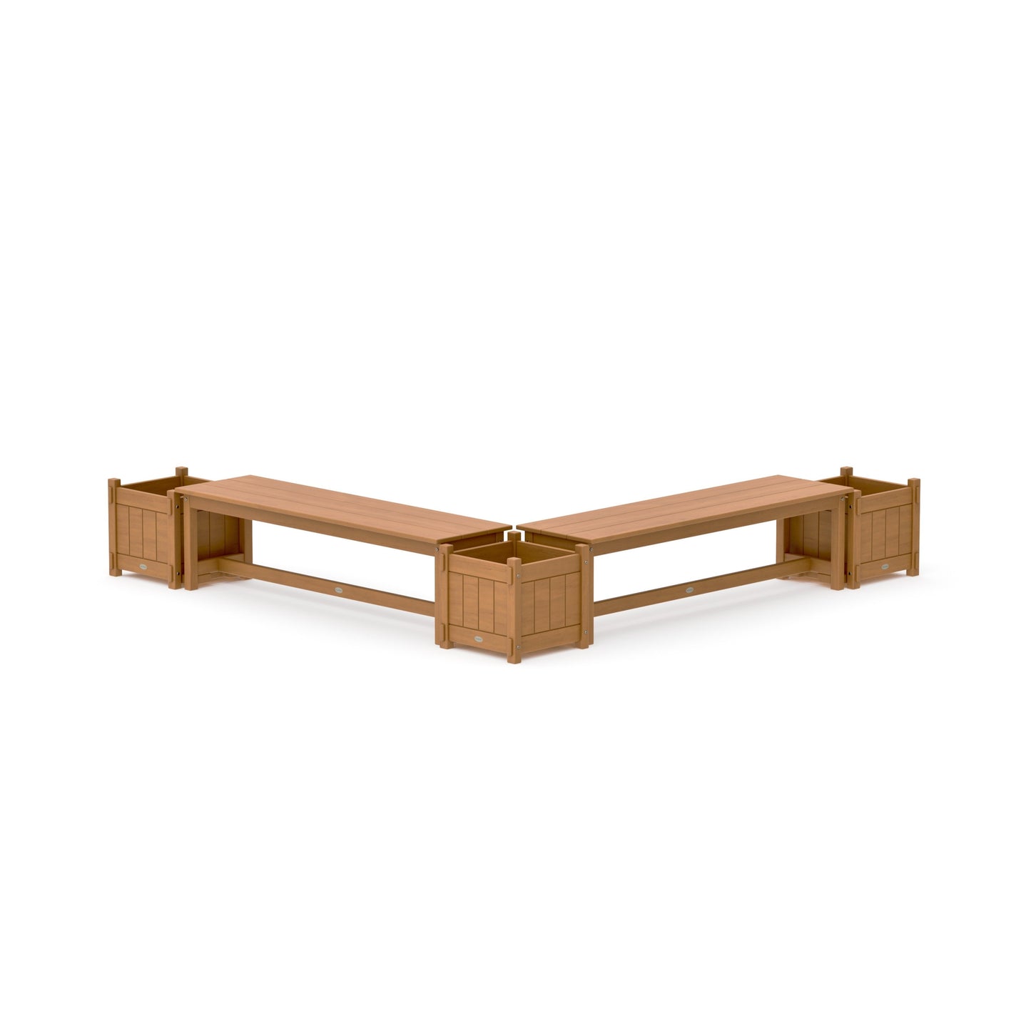 POLYWOOD 60" Vineyard L- Shaped Planter Bench Corner Set — Natural
