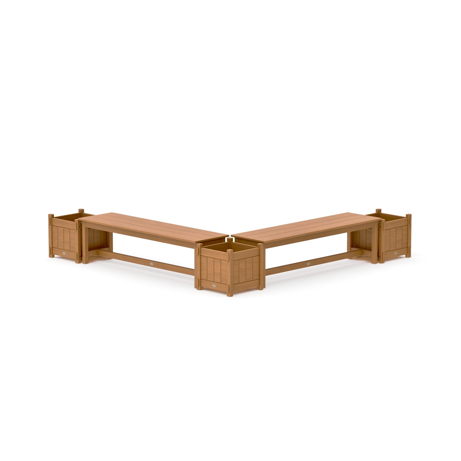 POLYWOOD 60" Vineyard L- Shaped Planter Bench Corner Set — Natural