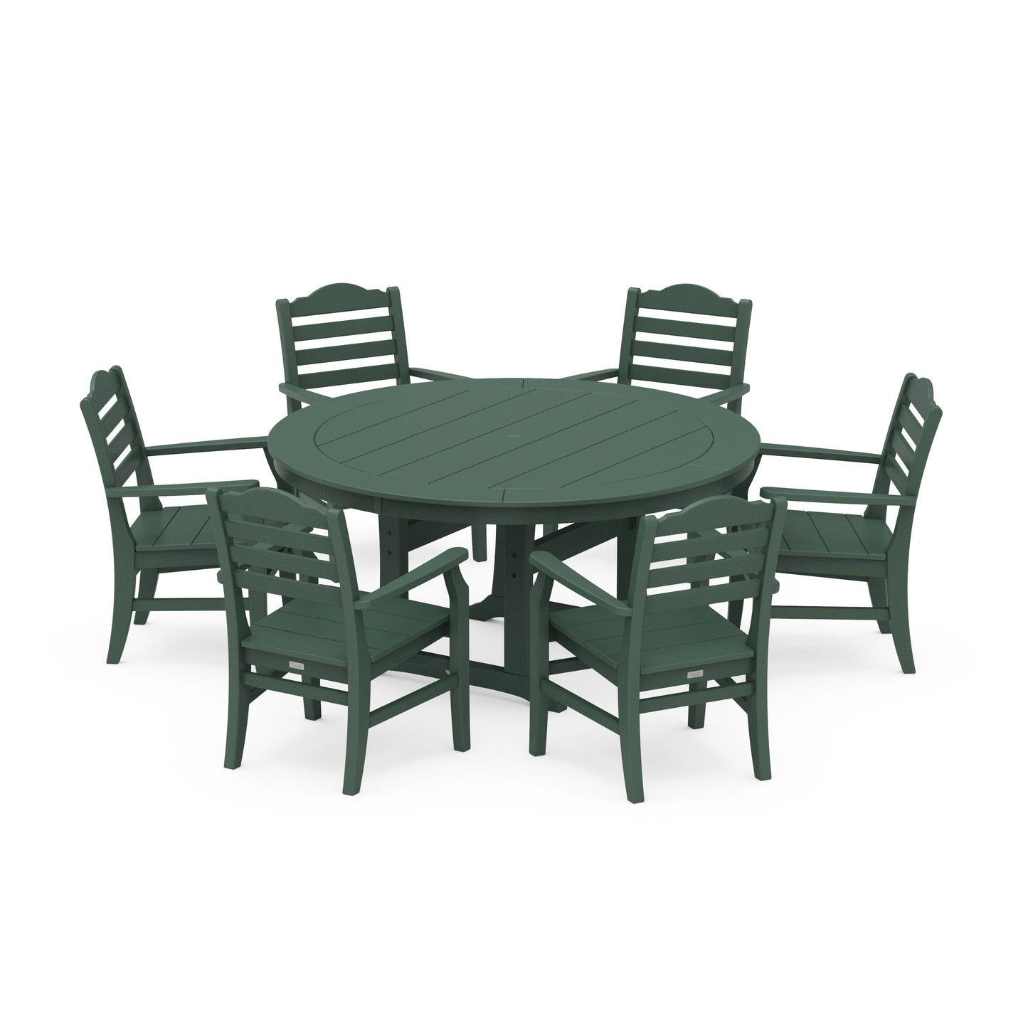 POLYWOOD Savannah 7-Piece Arm Chair Round Dining Set — Green
